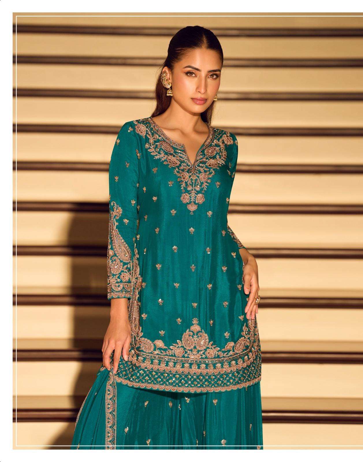 KANCHAN BY SAYURI DESIGNER IN PREMIUM CHINON SILK WITH BEADS EMBROIDERED WORK 