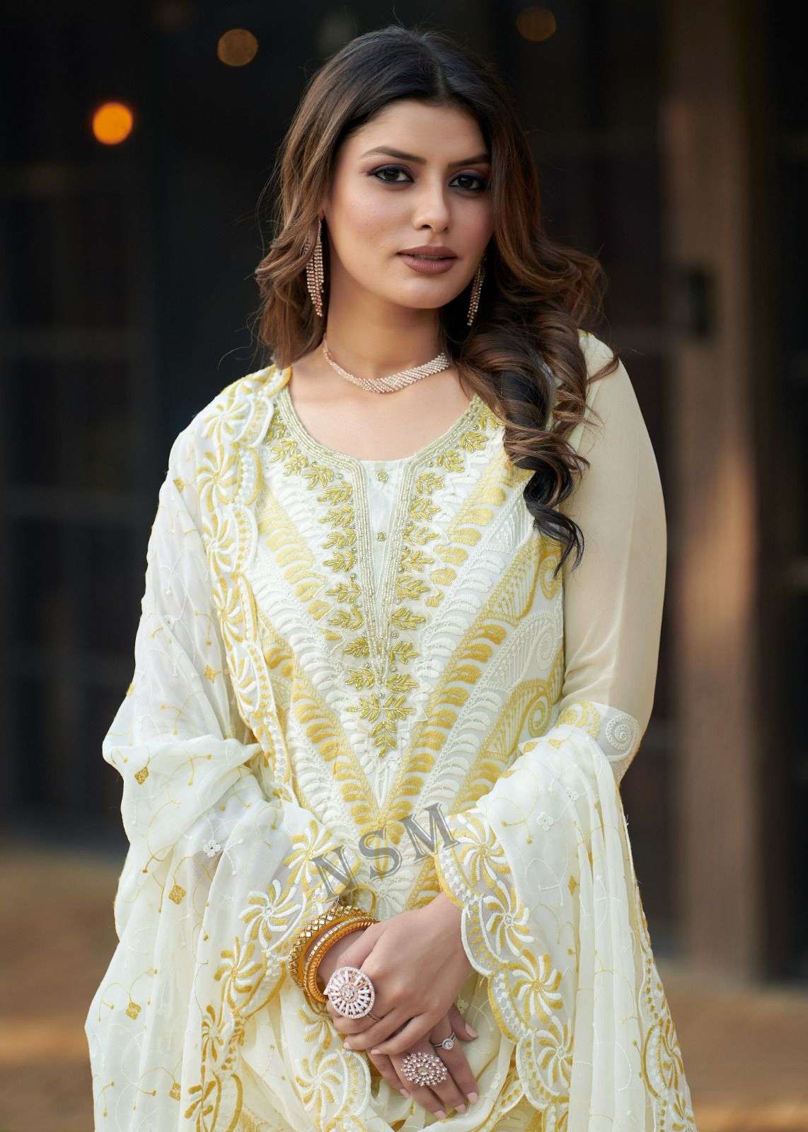 KUMB TRENDY BY TEXOFAB IN HEAVY GEORGETTE VISCOSE TWO COLOER OF SHIFFLI WORK 