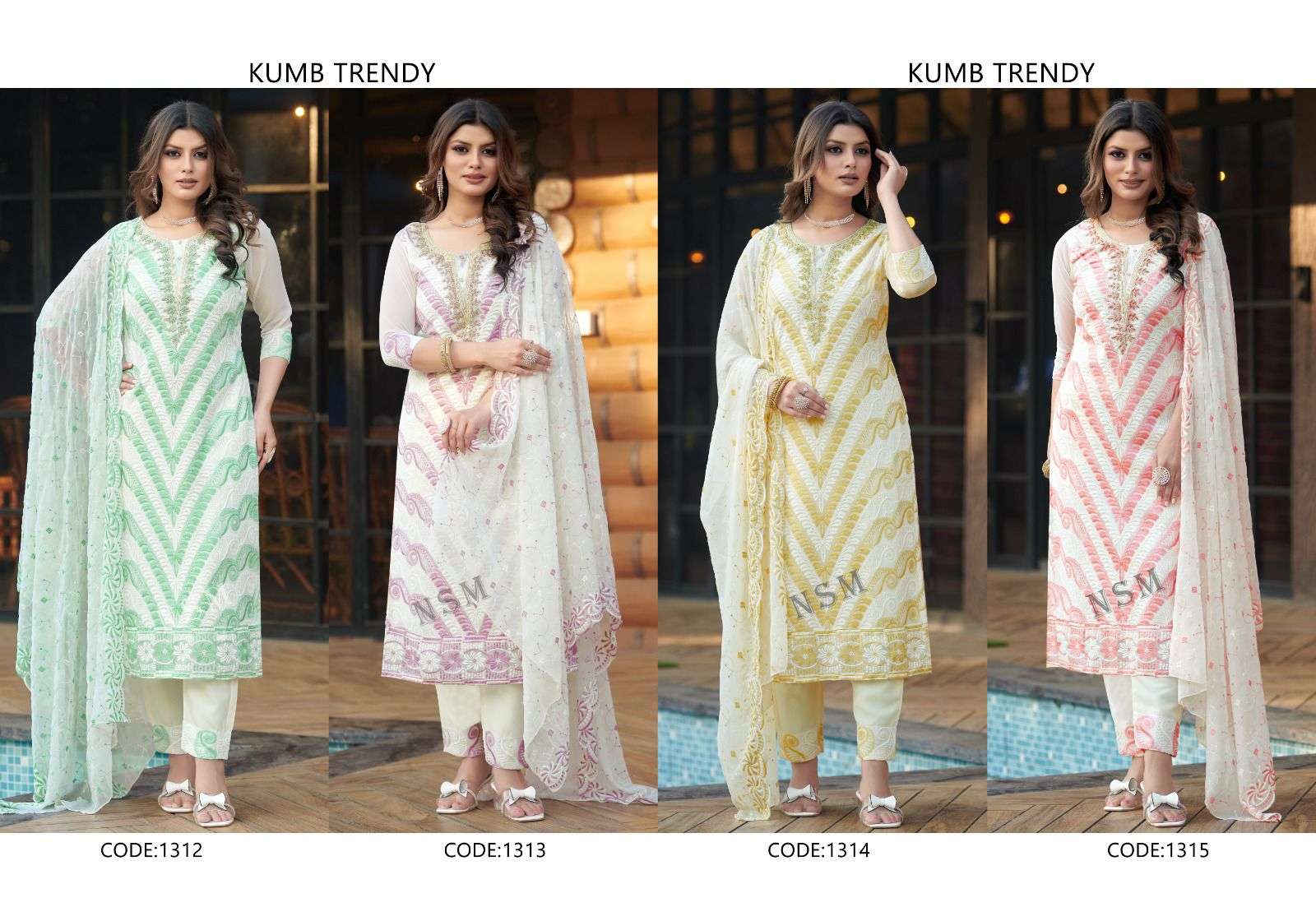 KUMB TRENDY BY TEXOFAB IN HEAVY GEORGETTE VISCOSE TWO COLOER OF SHIFFLI WORK 