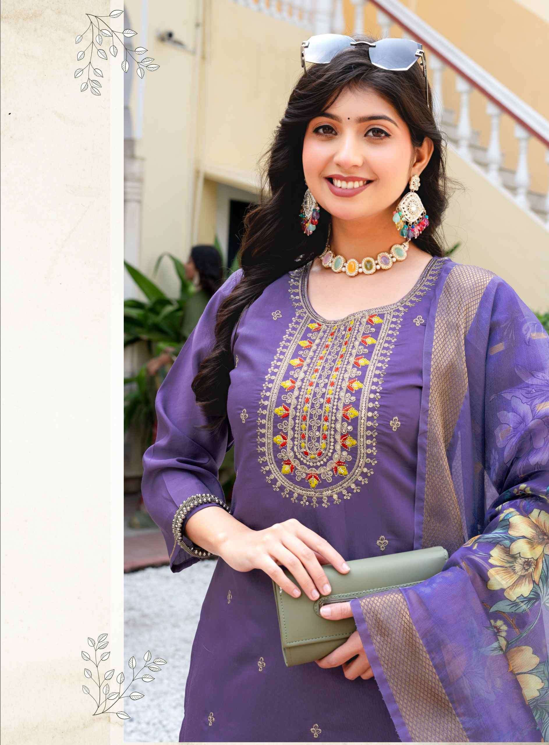 MAHI VOL-1 BY ERRAHA IN HEAVY VATICAN FABRIC WITH LINING & EXCLUSIVE EMBROIDERY WORK 