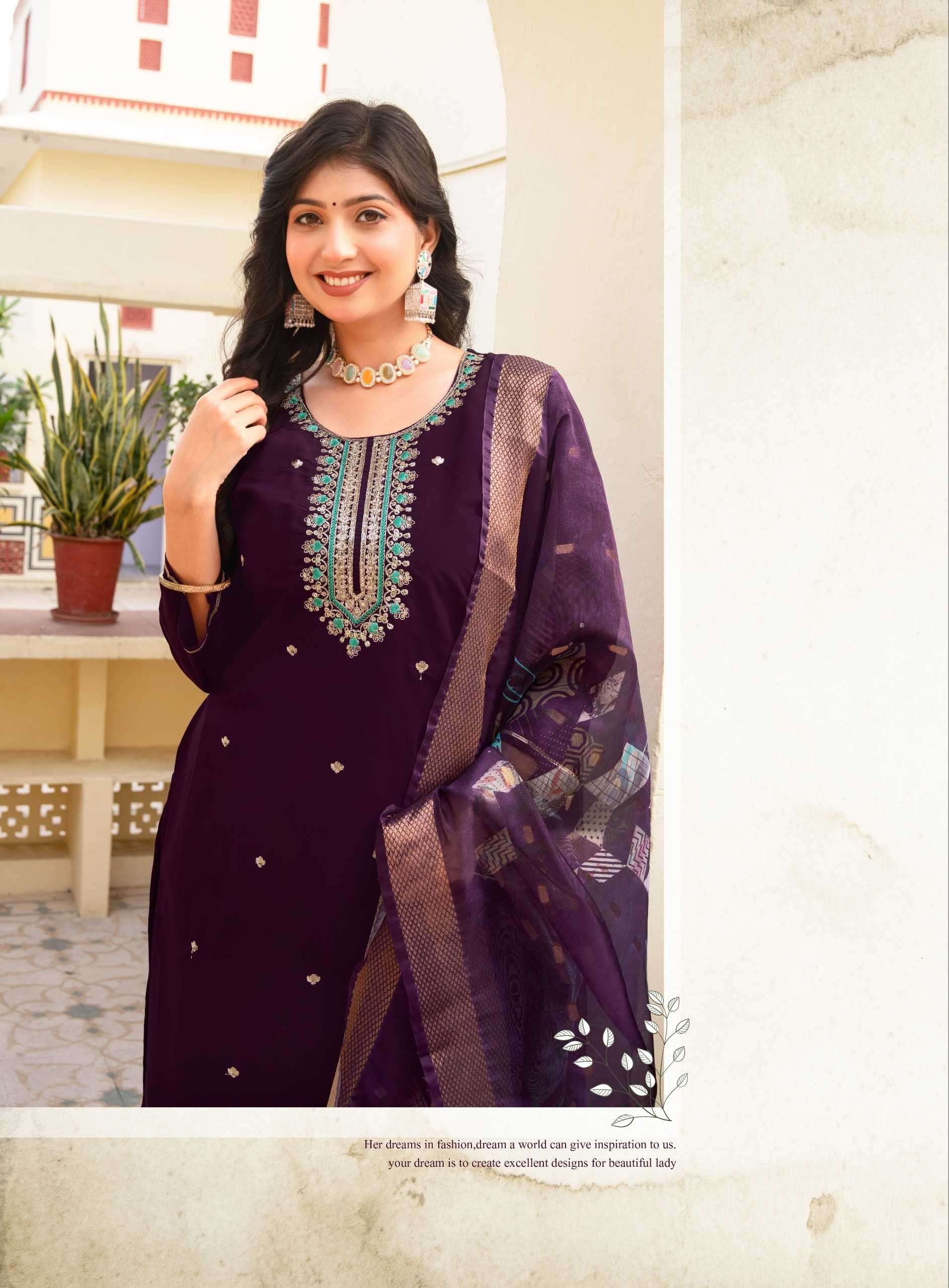 MAHI VOL-1 BY ERRAHA IN HEAVY VATICAN FABRIC WITH LINING & EXCLUSIVE EMBROIDERY WORK 