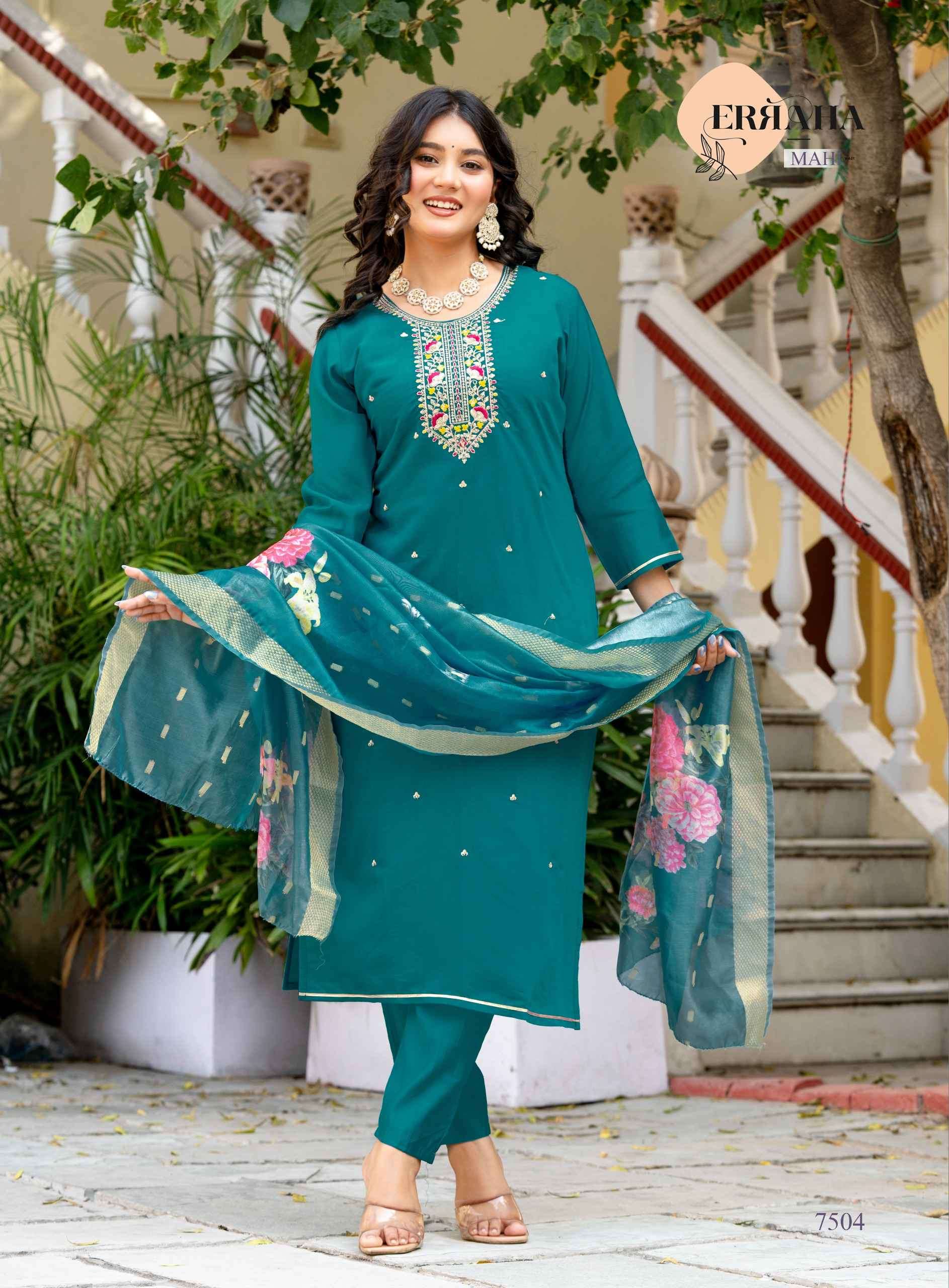 MAHI VOL-1 BY ERRAHA IN HEAVY VATICAN FABRIC WITH LINING & EXCLUSIVE EMBROIDERY WORK 
