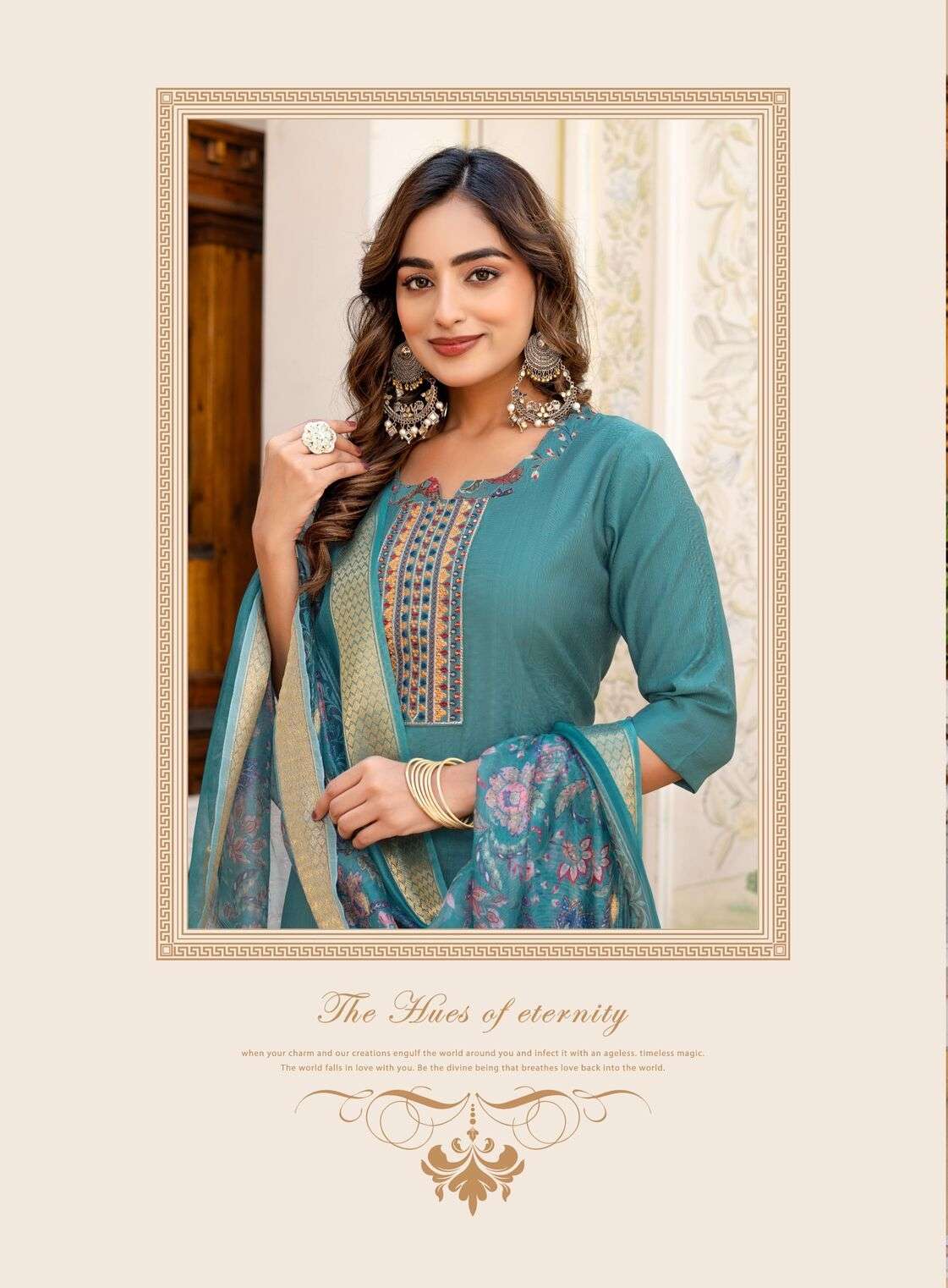 MAYA VOL-1 BY ERRAHA IN HEAVY VATICAN FABRIC WITH EXCLUSIVE EMBROIDERY NECK & STYLED 