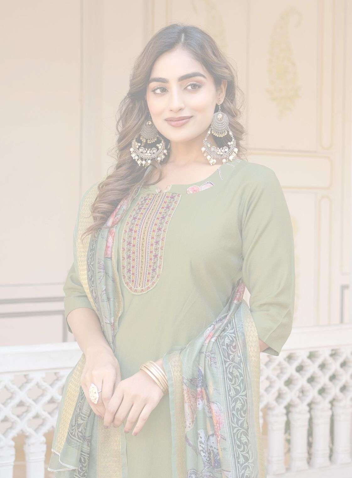 MAYA VOL-1 BY ERRAHA IN HEAVY VATICAN FABRIC WITH EXCLUSIVE EMBROIDERY NECK & STYLED 