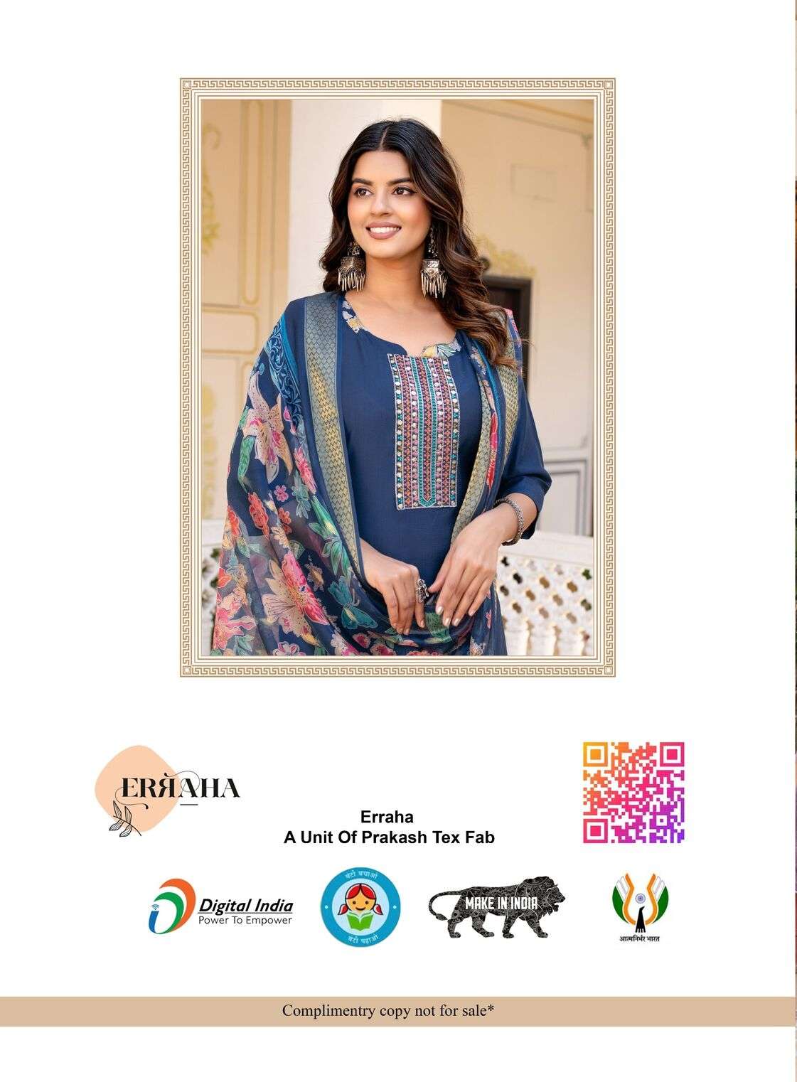 MAYA VOL-1 BY ERRAHA IN HEAVY VATICAN FABRIC WITH EXCLUSIVE EMBROIDERY NECK & STYLED 