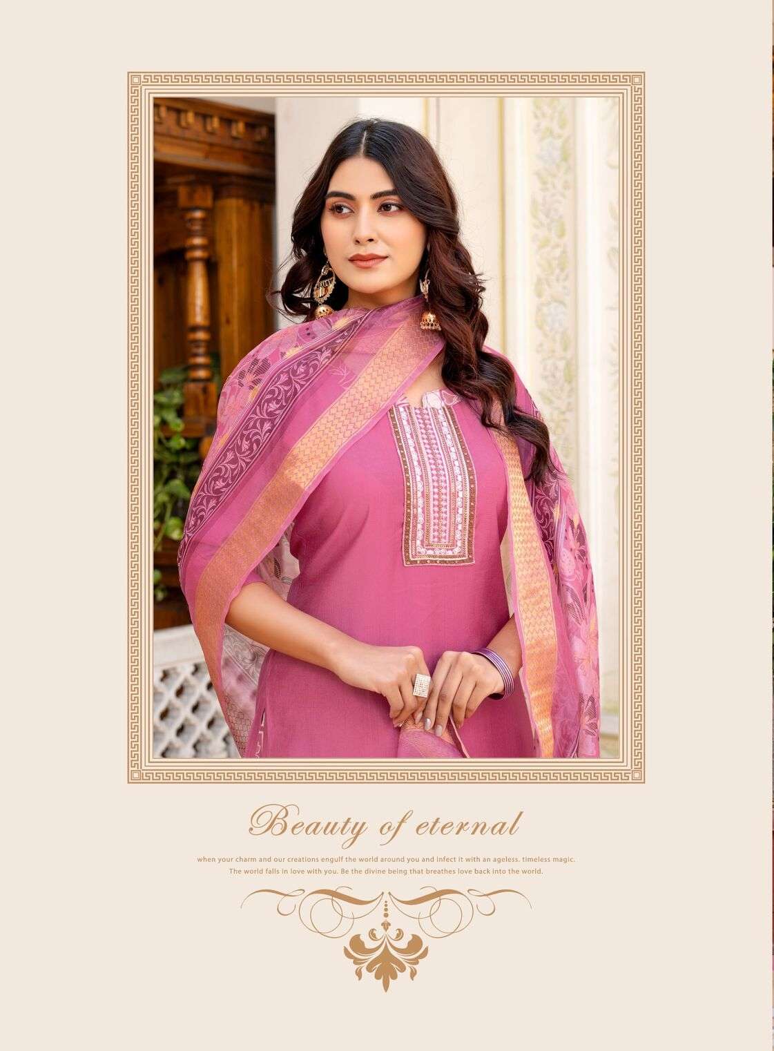 MAYA VOL-1 BY ERRAHA IN HEAVY VATICAN FABRIC WITH EXCLUSIVE EMBROIDERY NECK & STYLED 