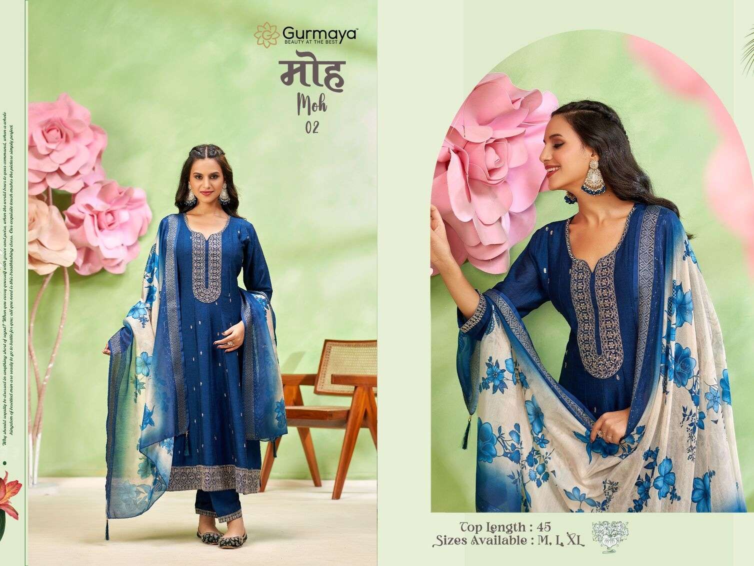 MOH-1&2 BY AANCHI IN VICHITRA SILK WITH FANCY DUPATTA WORK WITH FLAIR COMBO SERIES 