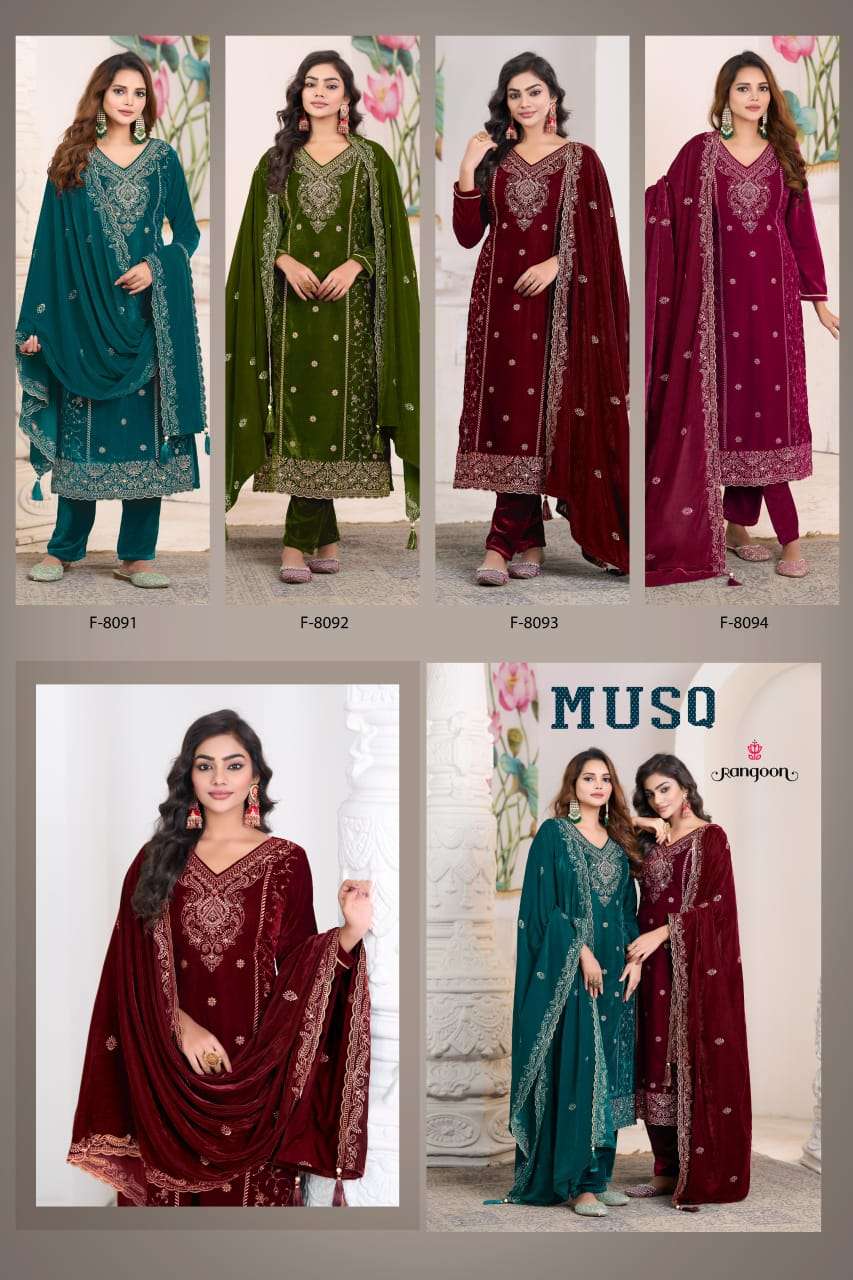 MUSQ BY RANGOON IN VISCOS PREMIUM VALVET WITH HEAVY WORK AND FULL SANTOON INNER 