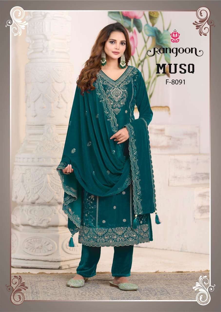MUSQ BY RANGOON IN VISCOS PREMIUM VALVET WITH HEAVY WORK AND FULL SANTOON INNER 
