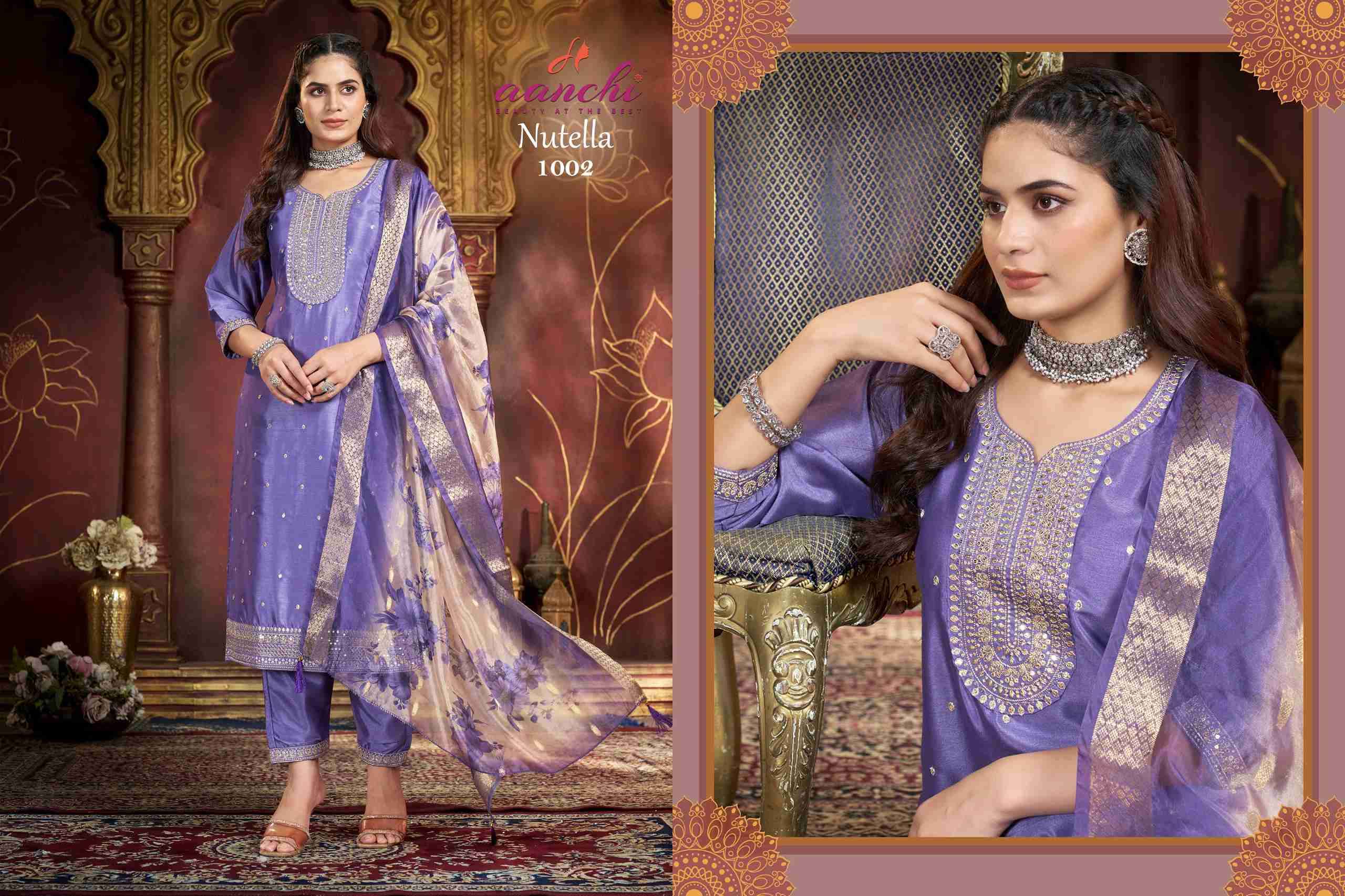 NUTELLA BY AANCHI IN CRYSTAL SILK WITH EMBROIDERY WORK & FANCY DIGITAL DUPATTA 