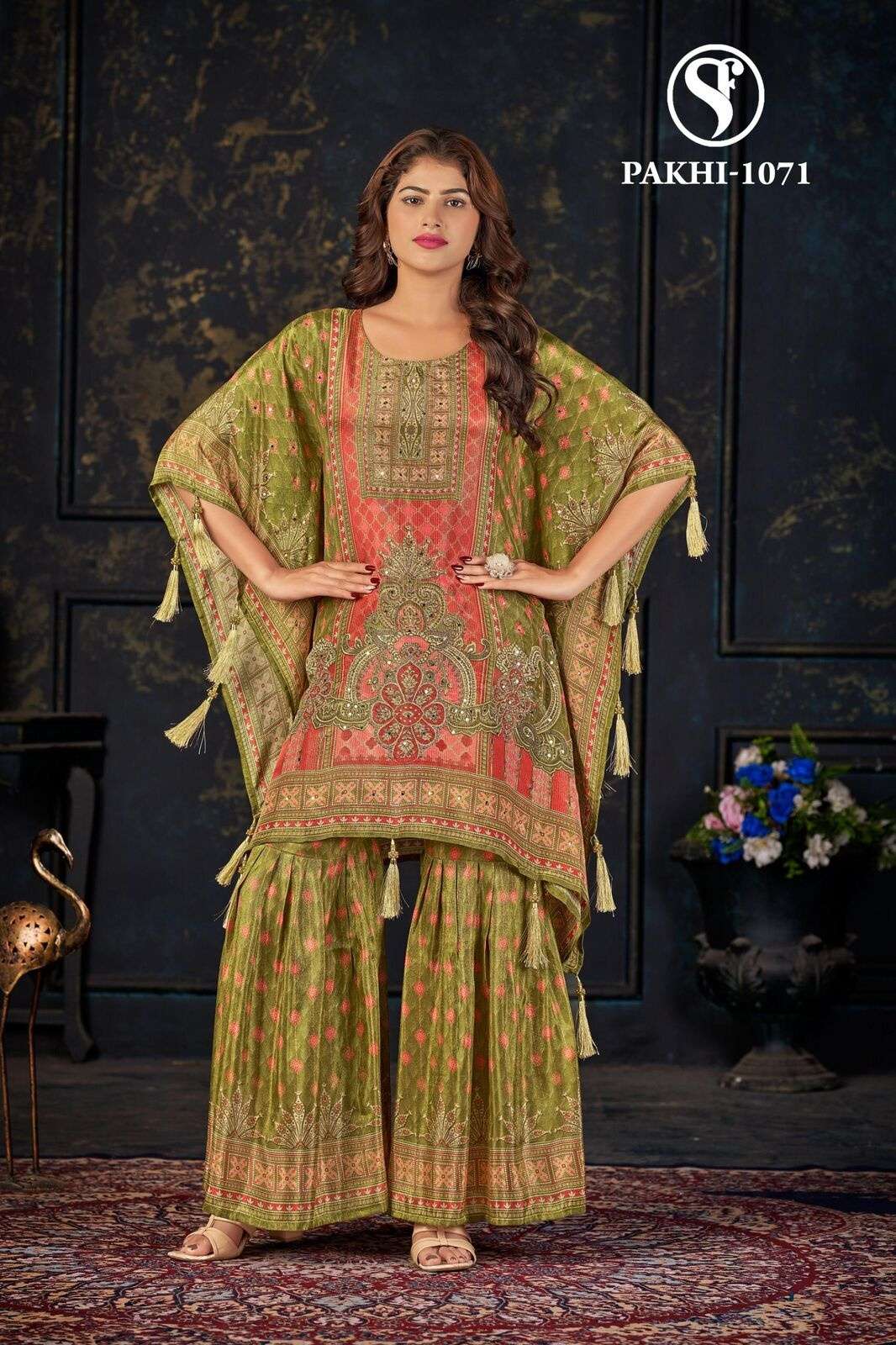 PAKHI BY SWEETY FASHION IN PURE VISCOSE SHIMMER DIGITAL PRINT KAFTAN WITH HANDWORK 
