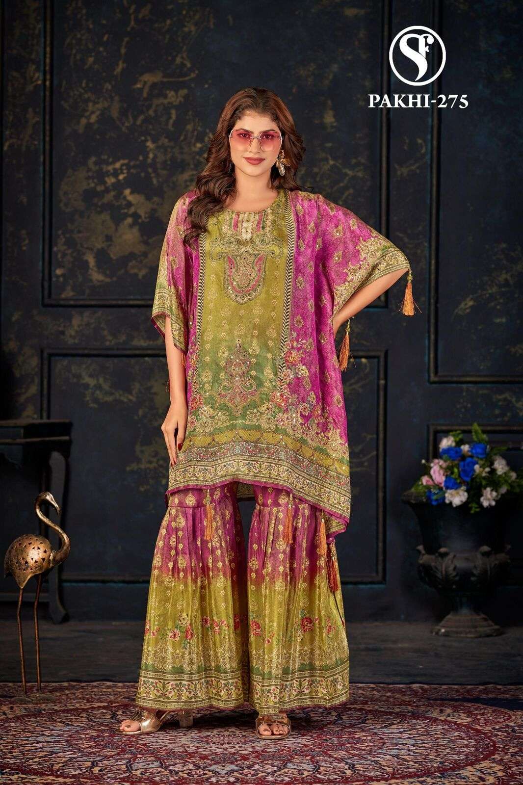 PAKHI BY SWEETY FASHION IN PURE VISCOSE SHIMMER DIGITAL PRINT KAFTAN WITH HANDWORK 