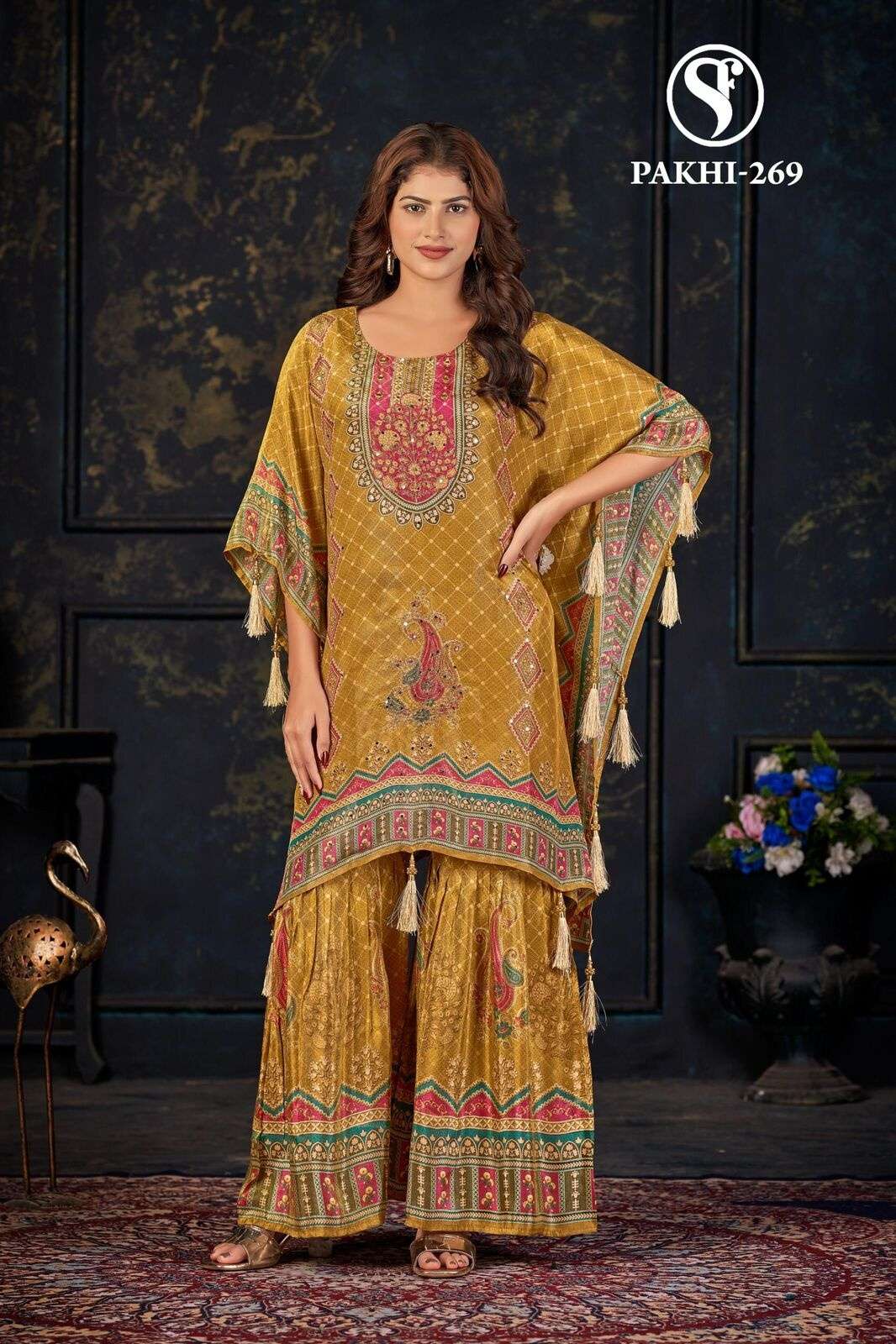 PAKHI BY SWEETY FASHION IN PURE VISCOSE SHIMMER DIGITAL PRINT KAFTAN WITH HANDWORK 