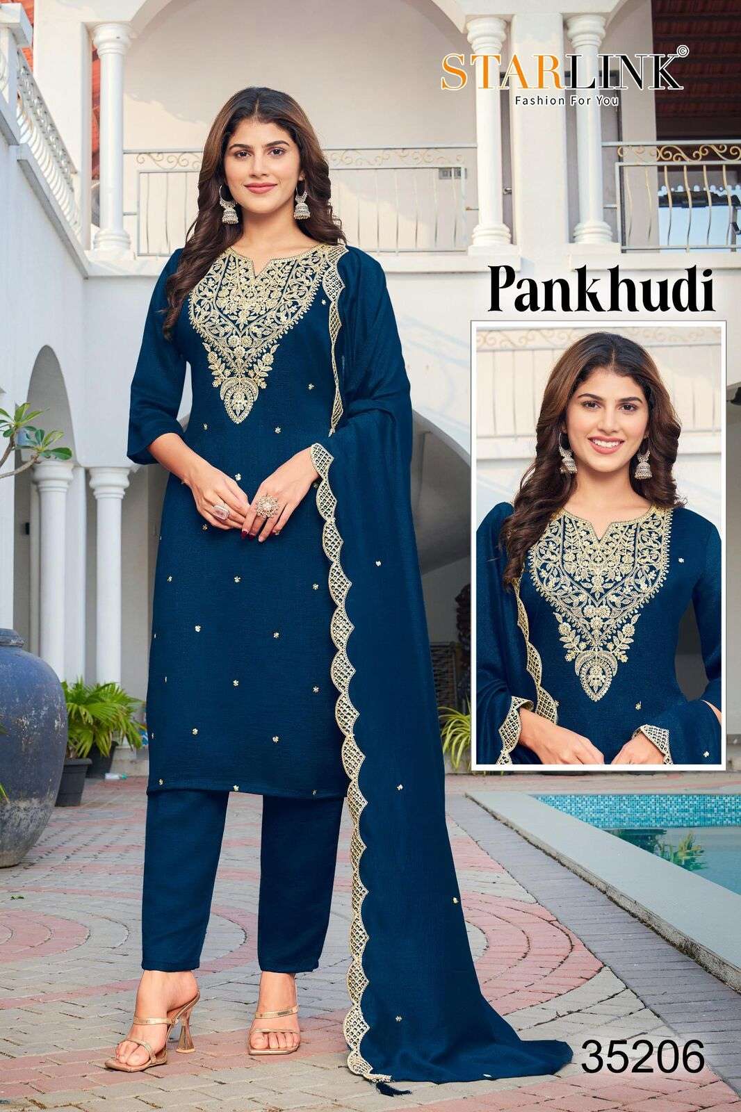 PHANKUDI BY STARLINK IN VICHITRA SILK WITH INNER AND EMBROIDERY NECK WORK 