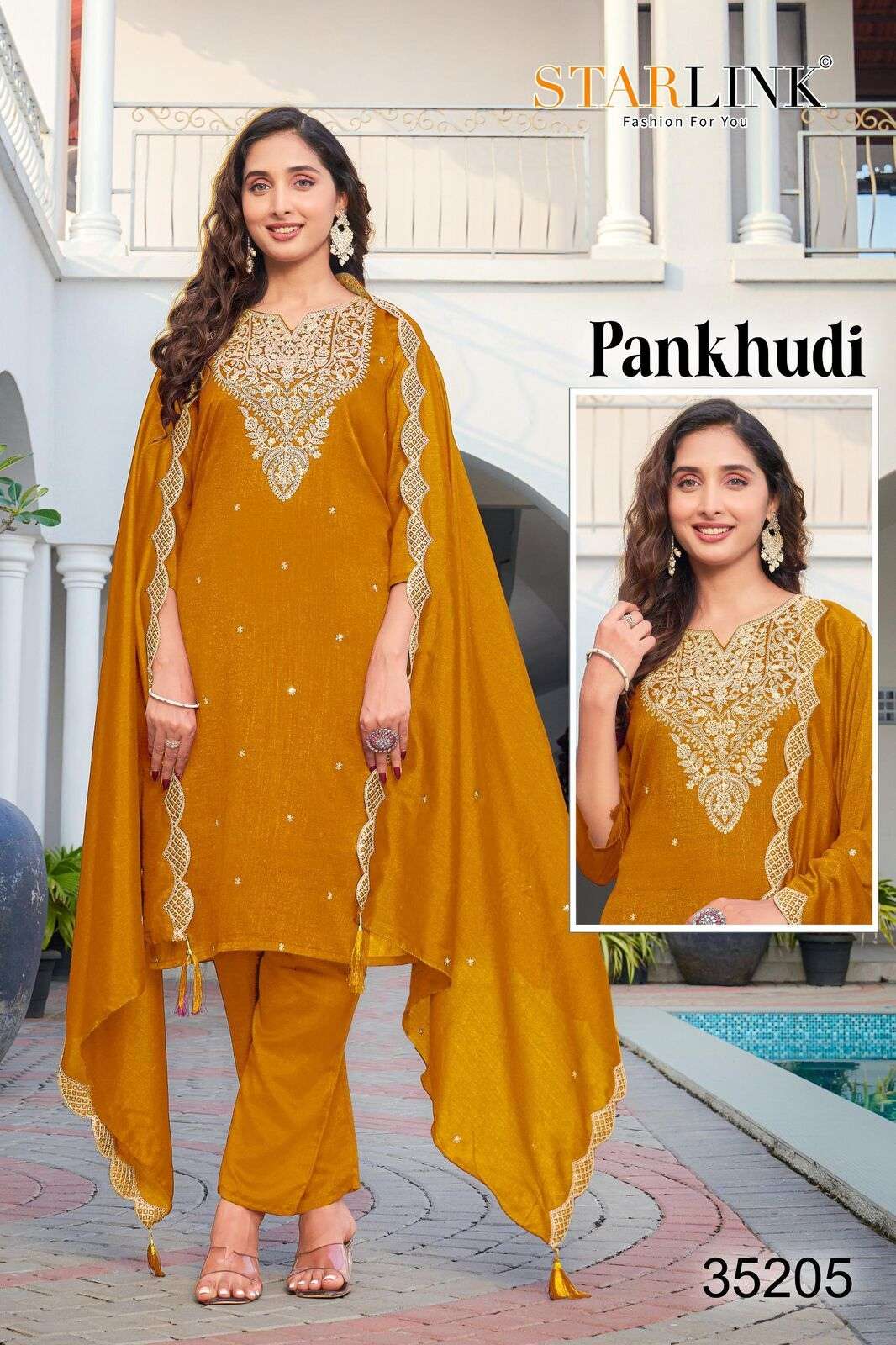PHANKUDI BY STARLINK IN VICHITRA SILK WITH INNER AND EMBROIDERY NECK WORK 