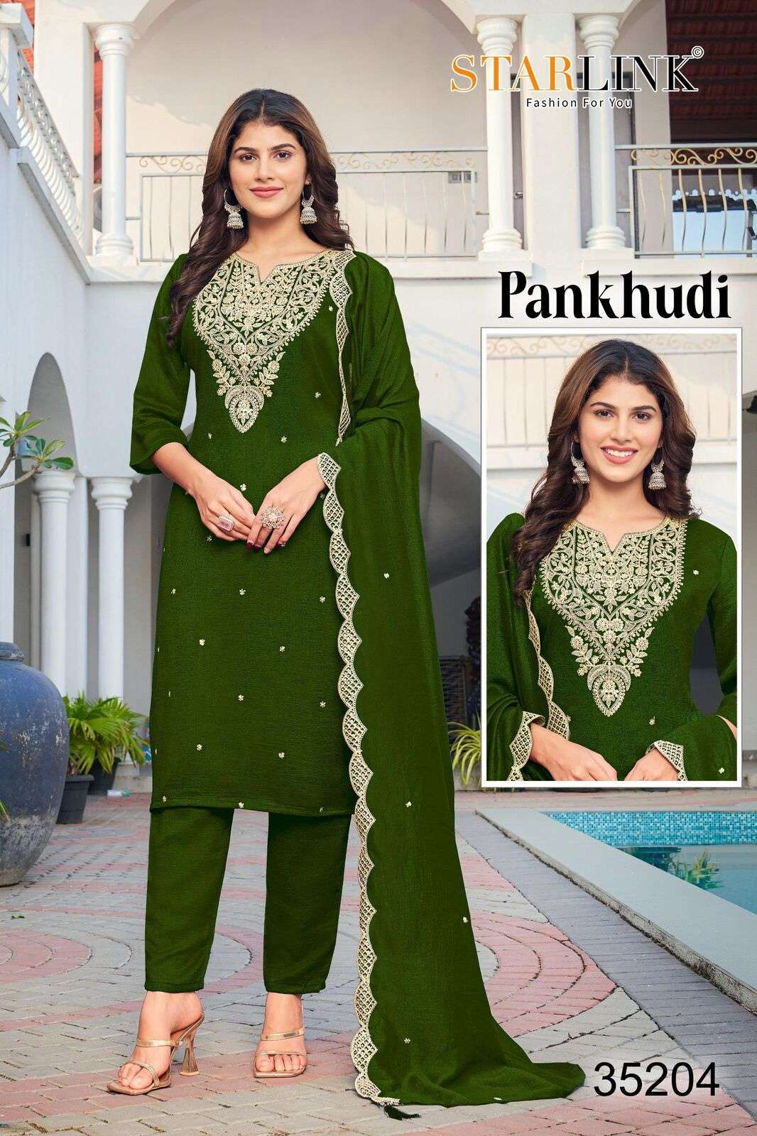 PHANKUDI BY STARLINK IN VICHITRA SILK WITH INNER AND EMBROIDERY NECK WORK 