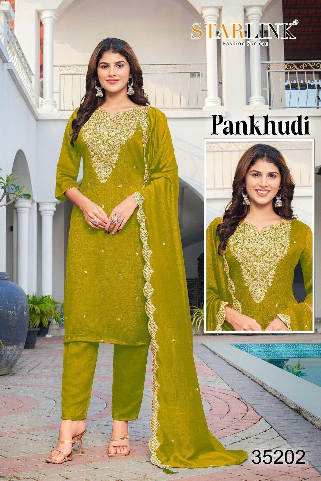 PHANKUDI BY STARLINK IN VICHITRA SILK WITH INNER AND EMBROIDERY NECK WORK 