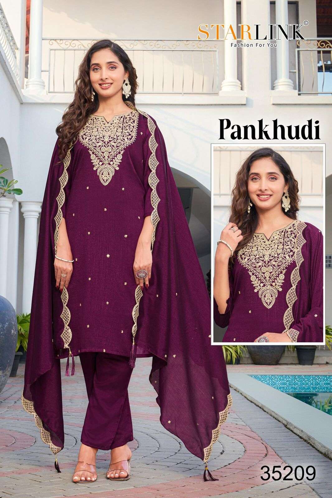 PHANKUDI BY STARLINK IN VICHITRA SILK WITH INNER AND EMBROIDERY NECK WORK 