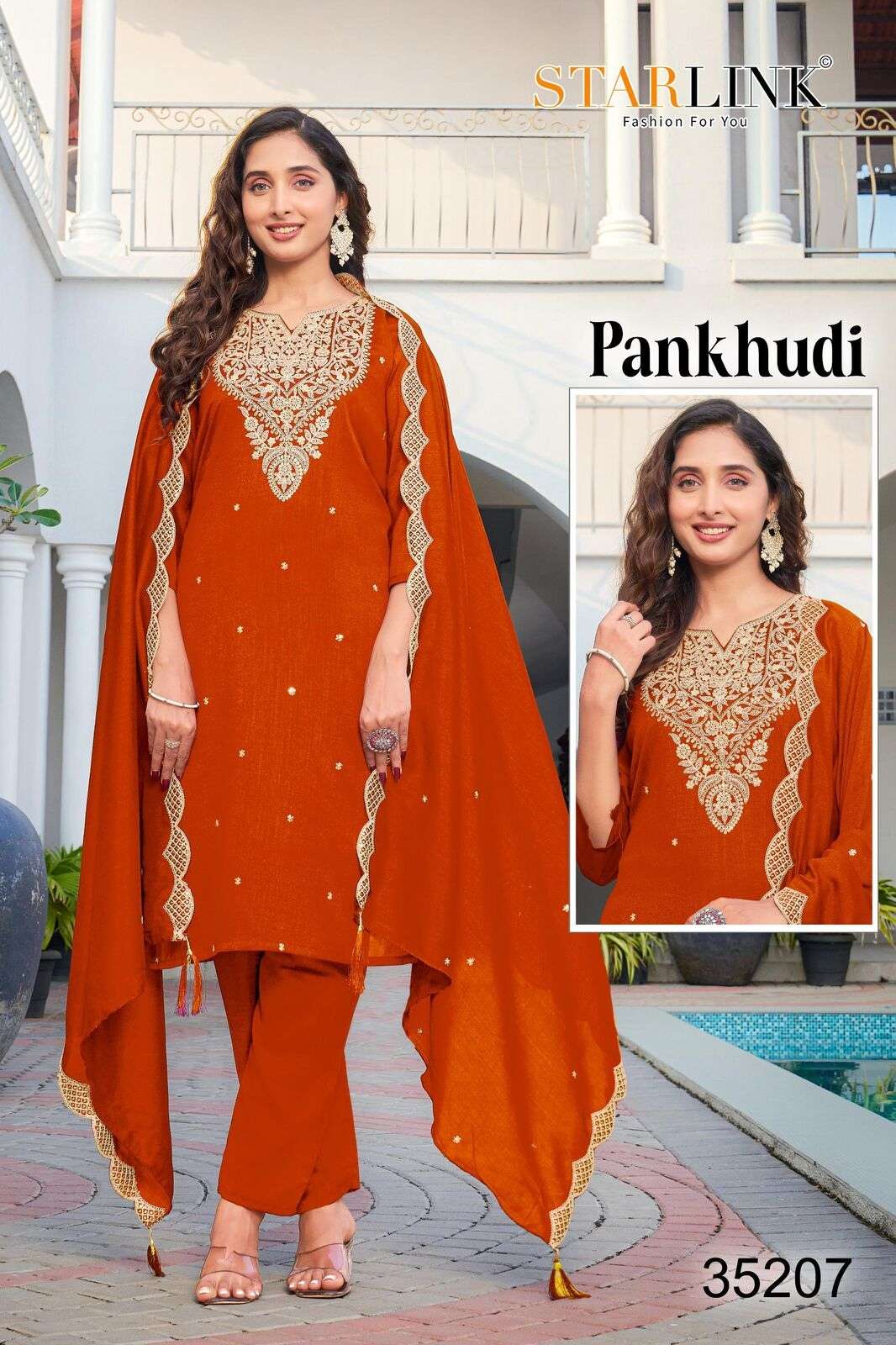 PHANKUDI BY STARLINK IN VICHITRA SILK WITH INNER AND EMBROIDERY NECK WORK 
