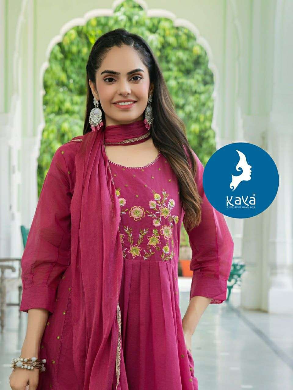 PIYA BY KAYA KURTI IN MUL CHANDERI WITH COTTON LINING 3 PIECE CONCEPT IN ANARKALI 