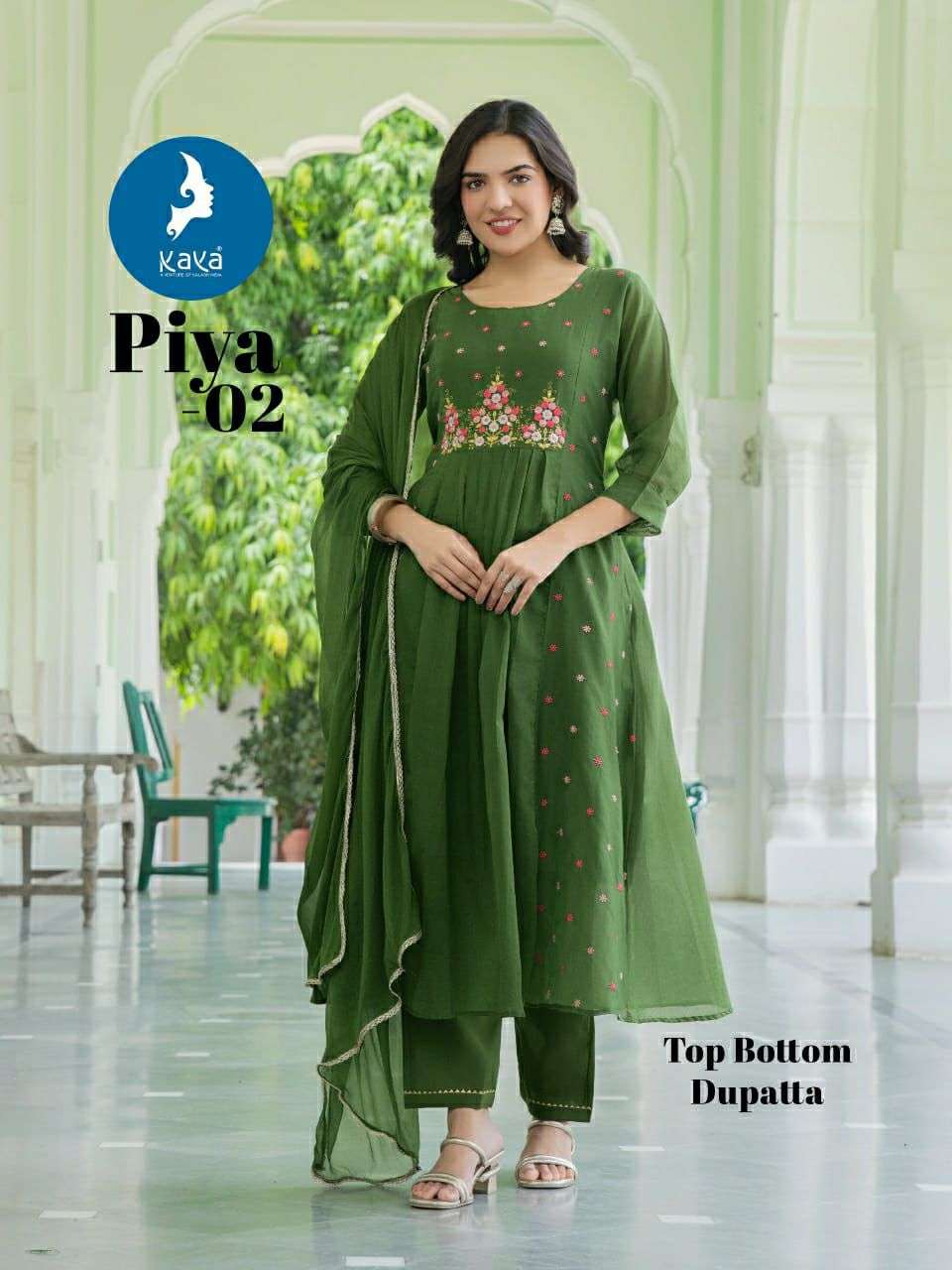 PIYA BY KAYA KURTI IN MUL CHANDERI WITH COTTON LINING 3 PIECE CONCEPT IN ANARKALI 