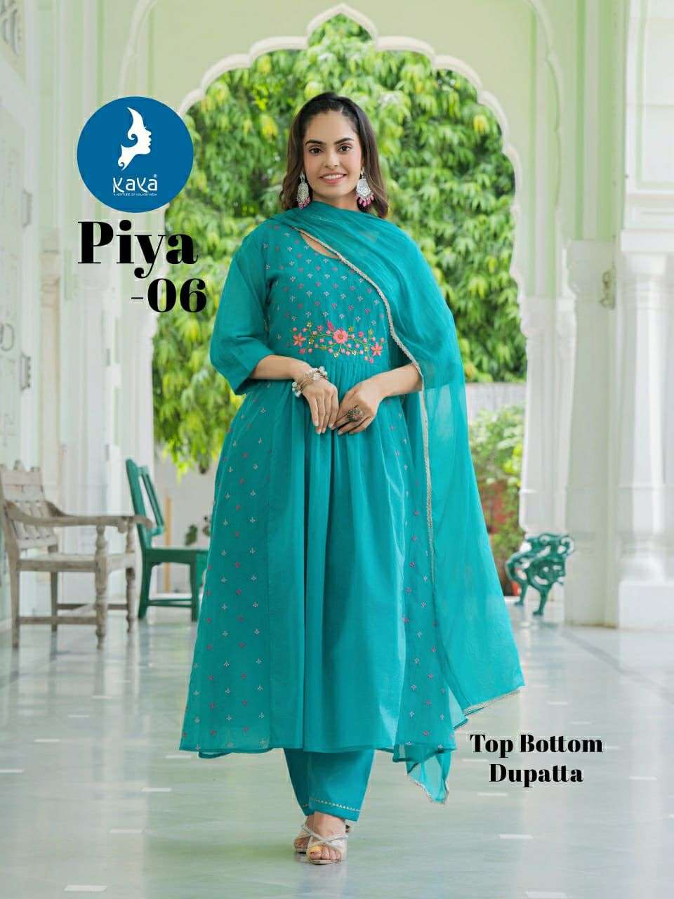 PIYA BY KAYA KURTI IN MUL CHANDERI WITH COTTON LINING 3 PIECE CONCEPT IN ANARKALI 
