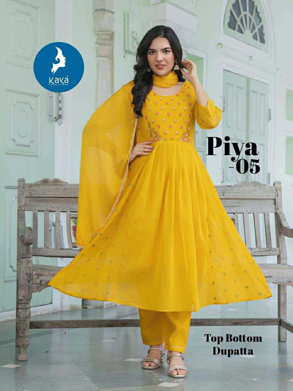 PIYA BY KAYA KURTI IN MUL CHANDERI WITH COTTON LINING 3 PIECE CONCEPT IN ANARKALI 