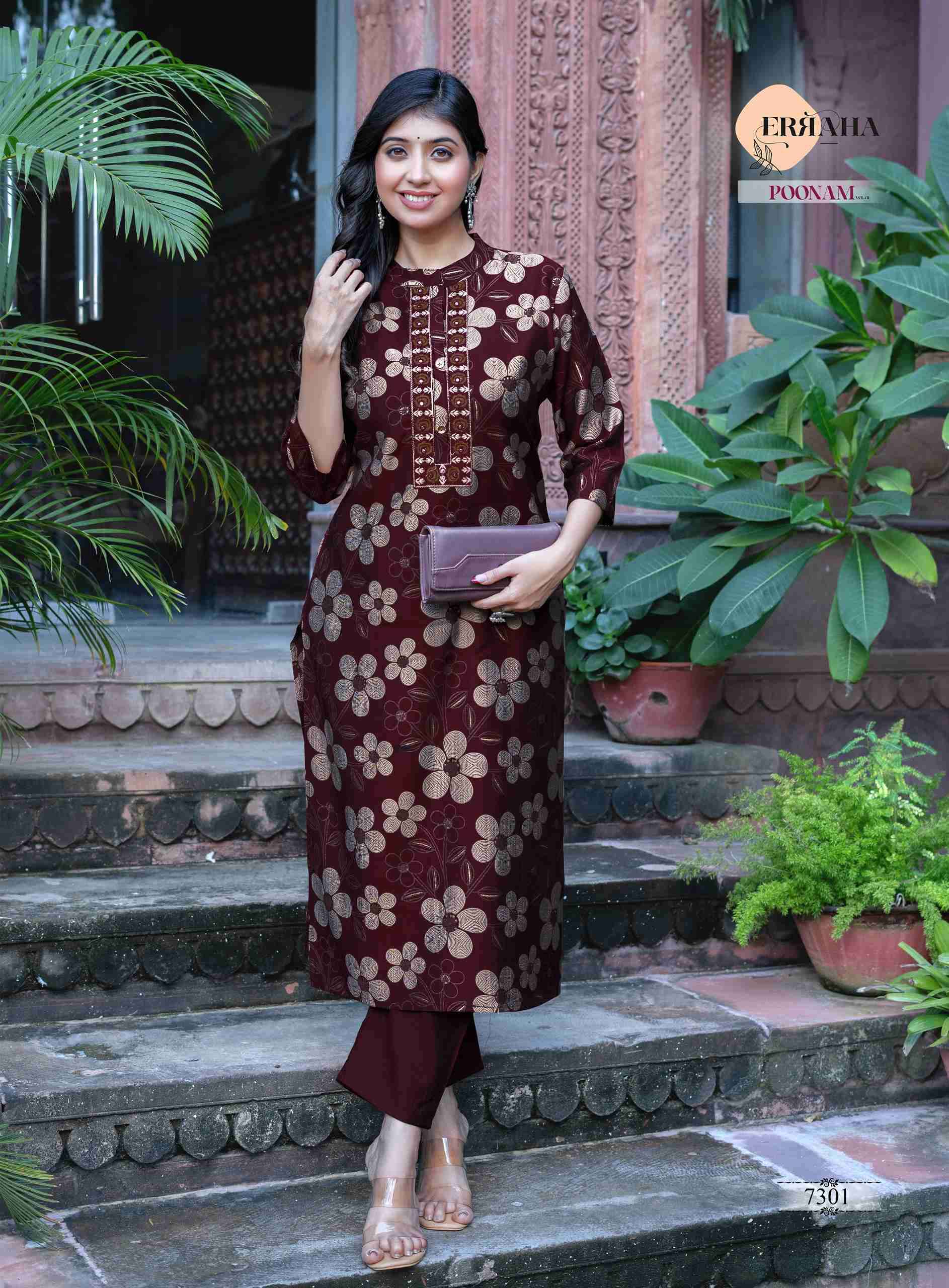 POONAM VOL-1 BY ERRAHA IN HEAVY VATICAN FOIL PRINT WITH EXCLUSIVE EMBROIDERY CO-ORD SET 