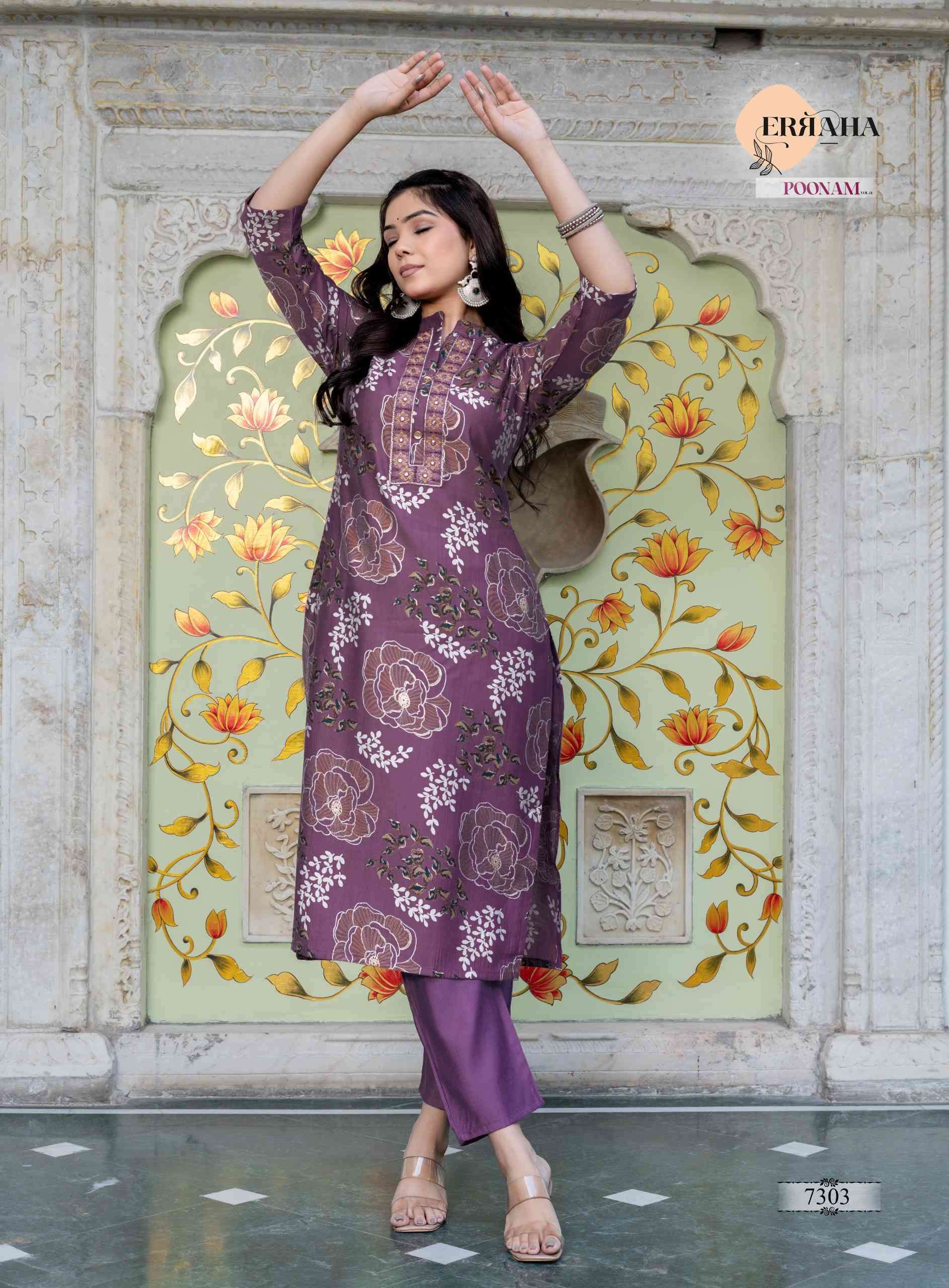 POONAM VOL-1 BY ERRAHA IN HEAVY VATICAN FOIL PRINT WITH EXCLUSIVE EMBROIDERY CO-ORD SET 