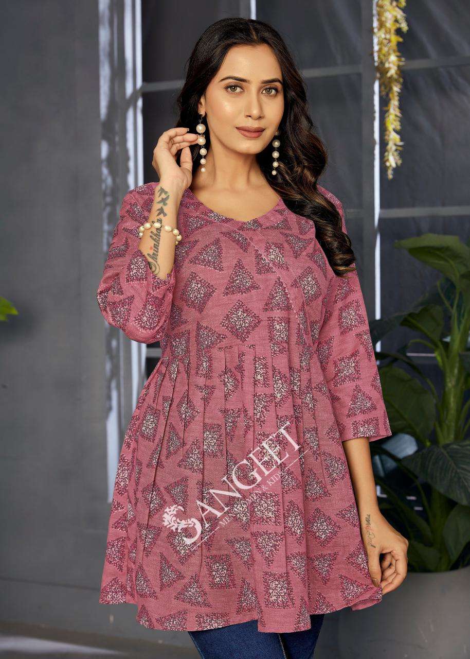 RANGOLI-2 BY SANGEET IN RAYON PRINT FABRIC TOPS WEAR WITH LETEST PRINT 