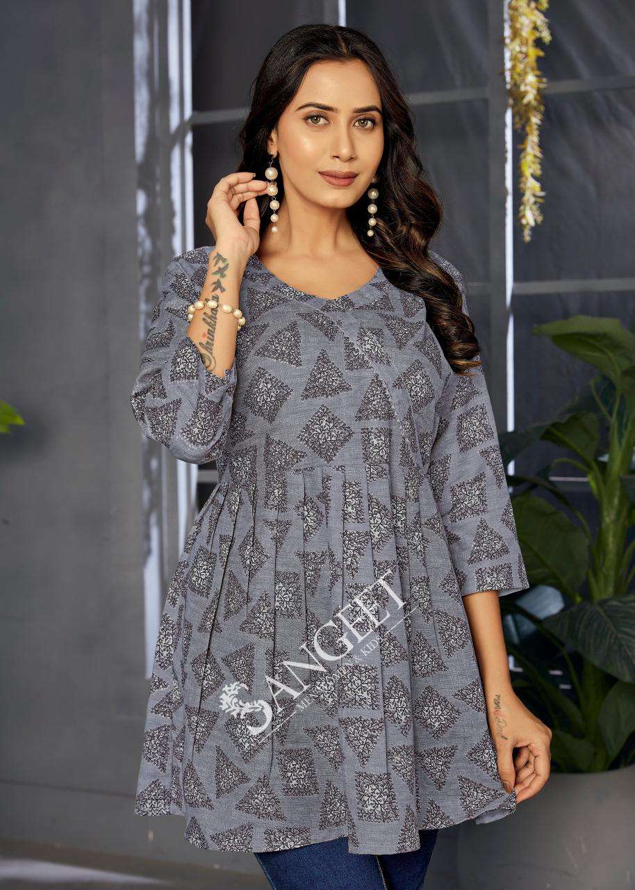 RANGOLI-2 BY SANGEET IN RAYON PRINT FABRIC TOPS WEAR WITH LETEST PRINT 