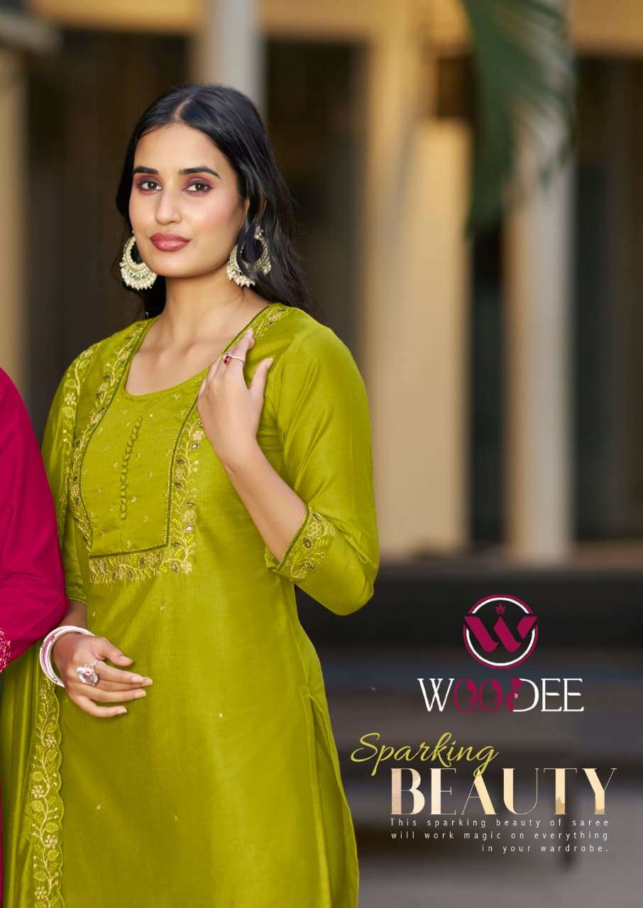 SAJANI BY WOODEE IN VISCOSE GADWALL SILK WITH SEQUENCE THREAD WORK 3 PCS CONCEPT