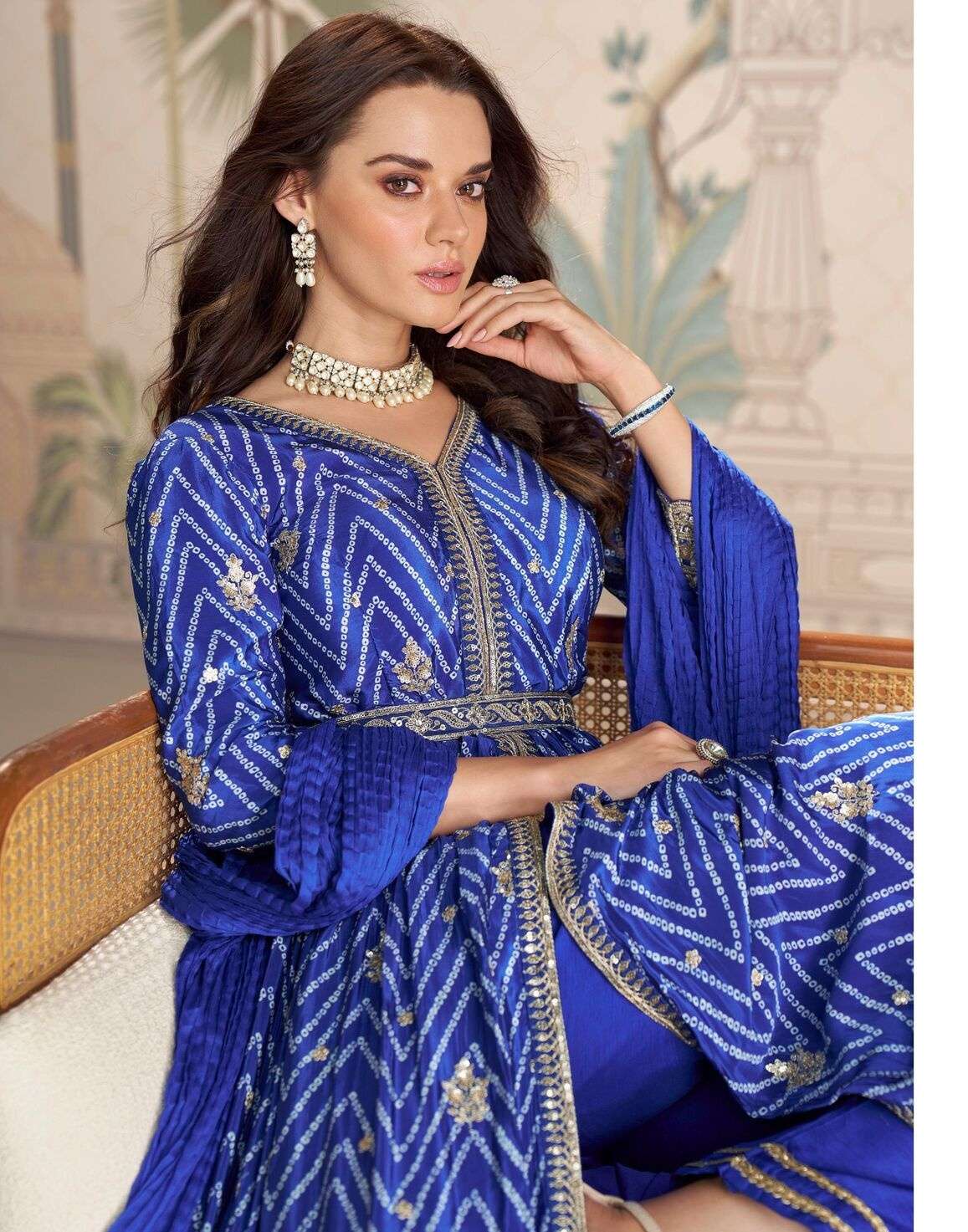 SAKSHI BY SAYURI DESIGNER IN REAL PREMIUM CHINON SILK WITH HEAVY EMBROIDERY WORK 