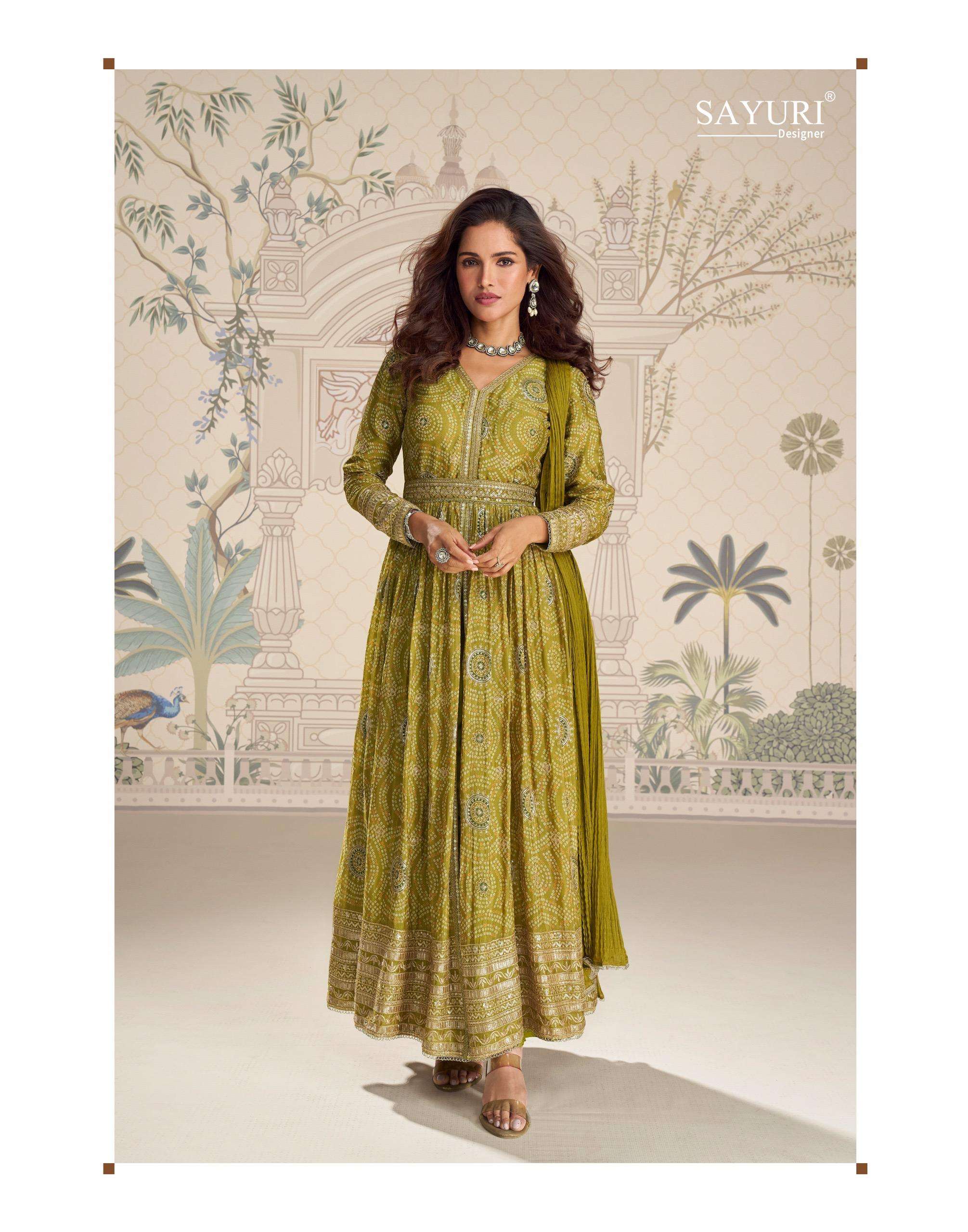 SAKSHI BY SAYURI DESIGNER IN REAL PREMIUM CHINON SILK WITH HEAVY EMBROIDERY WORK 