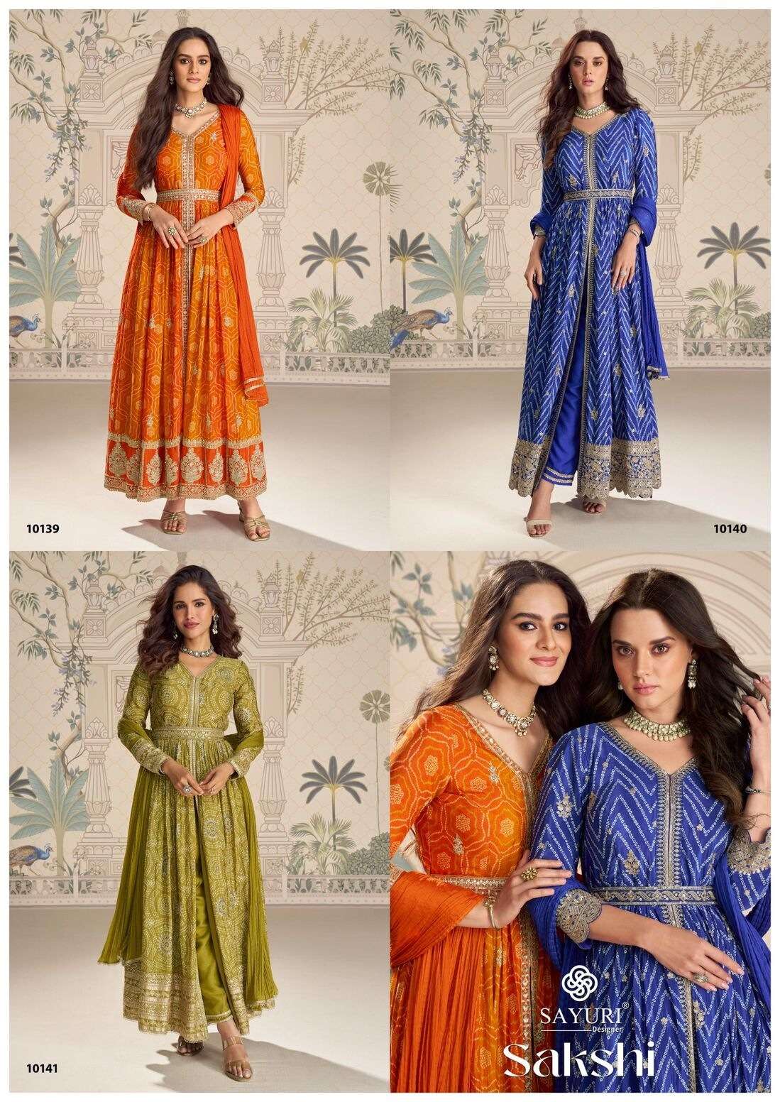 SAKSHI BY SAYURI DESIGNER IN REAL PREMIUM CHINON SILK WITH HEAVY EMBROIDERY WORK 