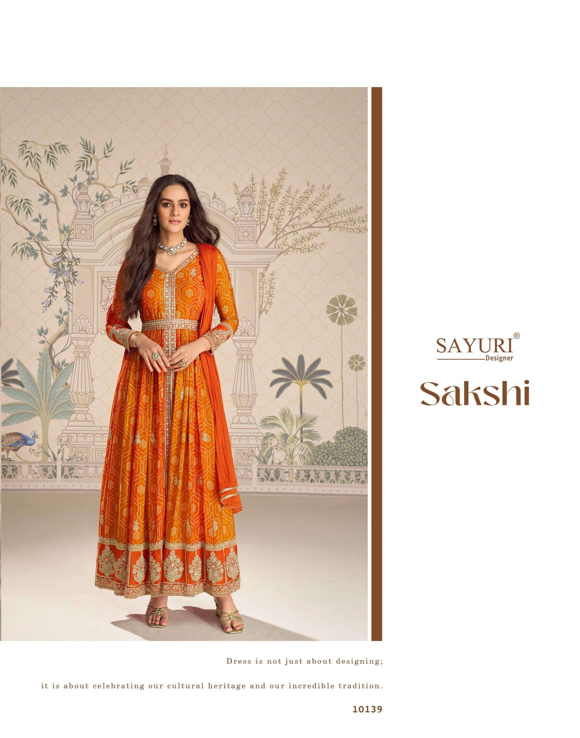 SAKSHI BY SAYURI DESIGNER IN REAL PREMIUM CHINON SILK WITH HEAVY EMBROIDERY WORK 