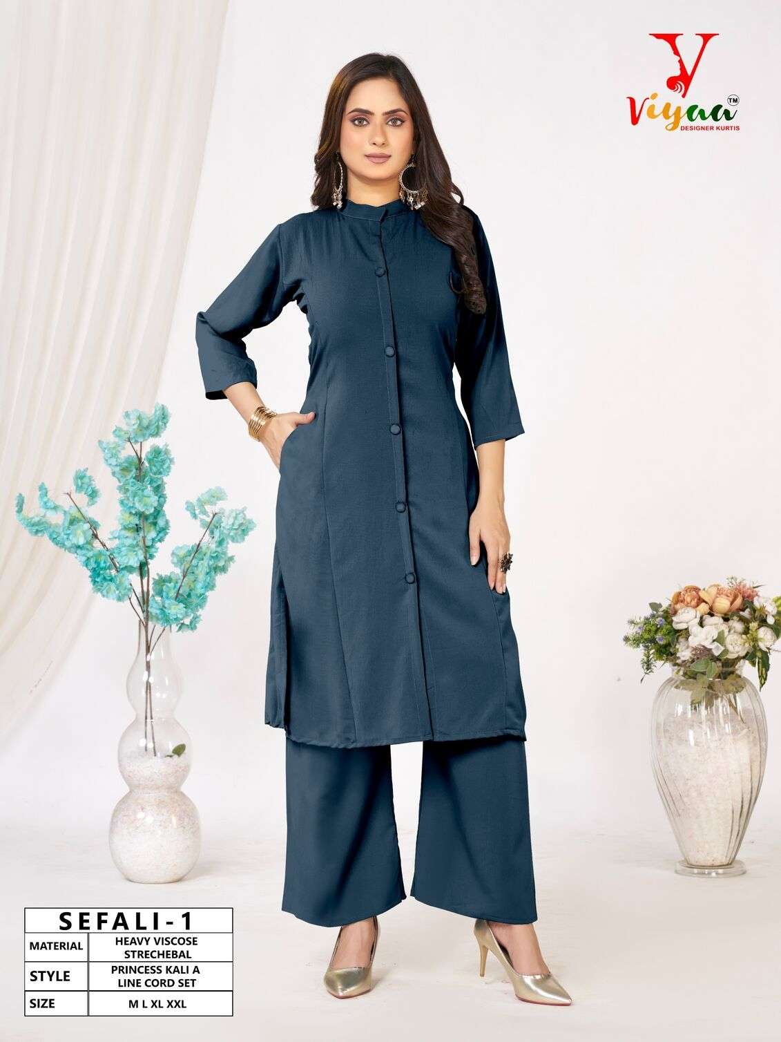 SEFALI BY VIYAA DESIGNER IN HEAVY VISCOSE STRECHEBAL PRINCESS KALI A LINE CO-RD SET