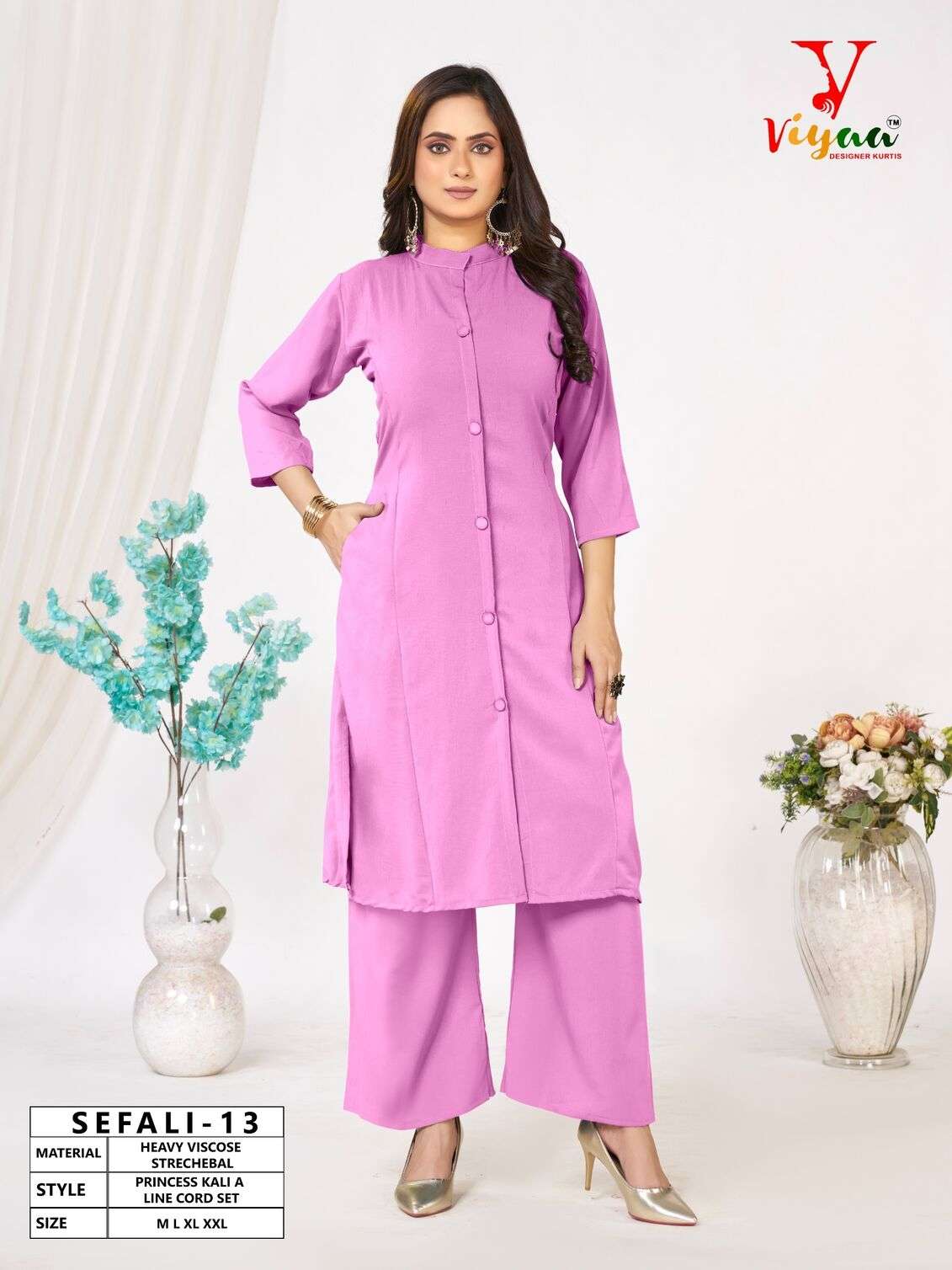 SEFALI BY VIYAA DESIGNER IN HEAVY VISCOSE STRECHEBAL PRINCESS KALI A LINE CO-RD SET