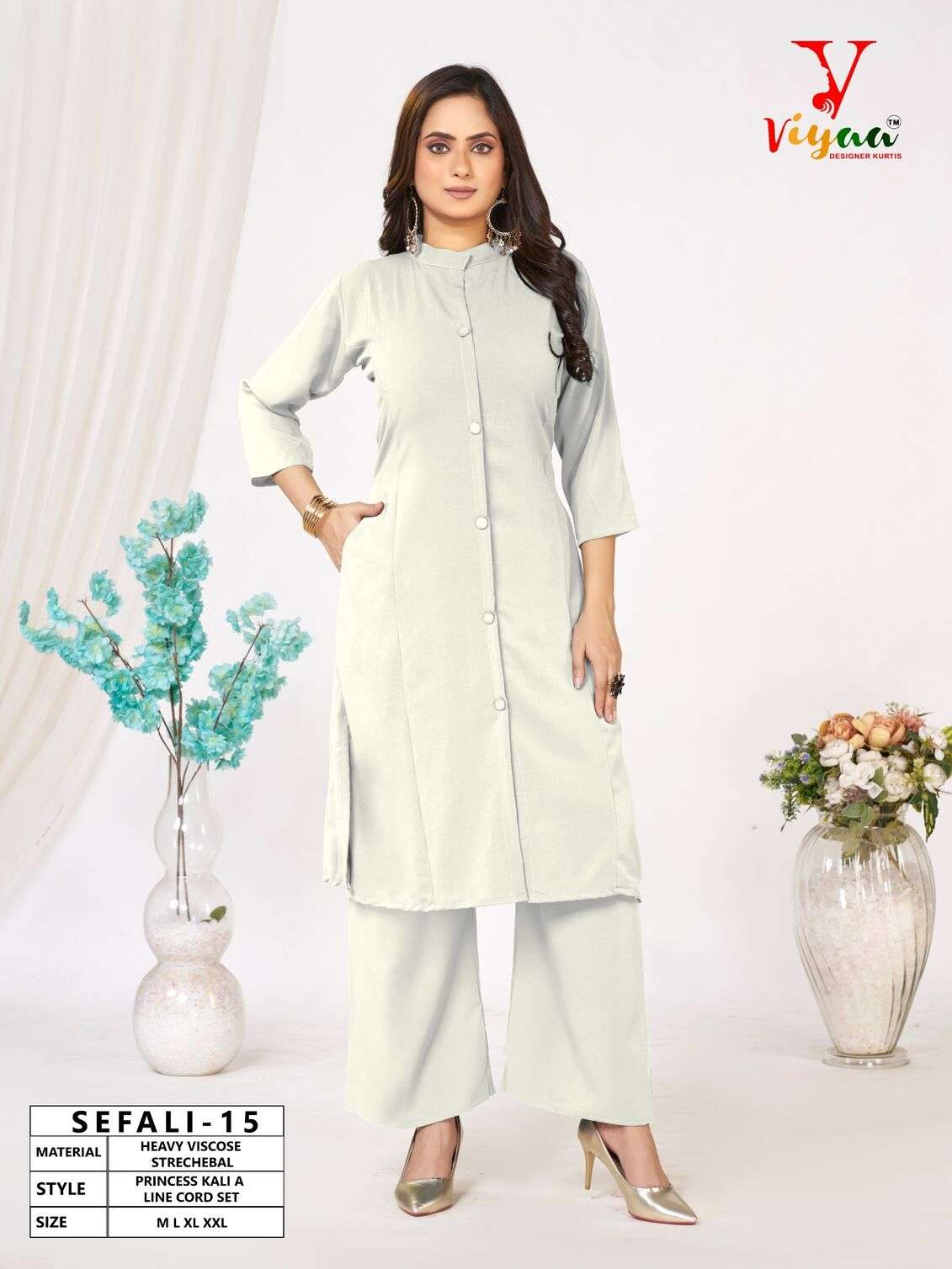 SEFALI BY VIYAA DESIGNER IN HEAVY VISCOSE STRECHEBAL PRINCESS KALI A LINE CO-RD SET