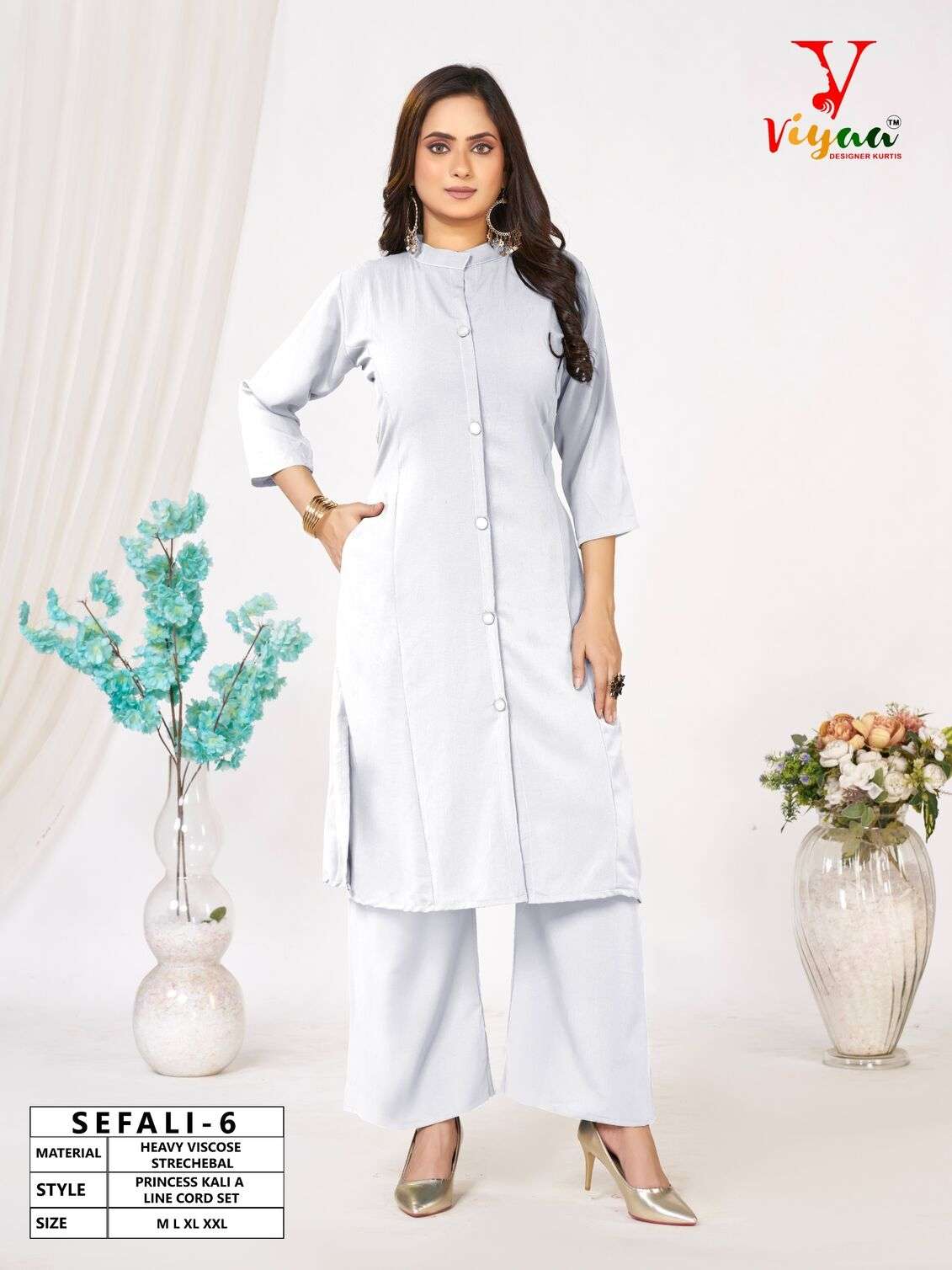 SEFALI BY VIYAA DESIGNER IN HEAVY VISCOSE STRECHEBAL PRINCESS KALI A LINE CO-RD SET