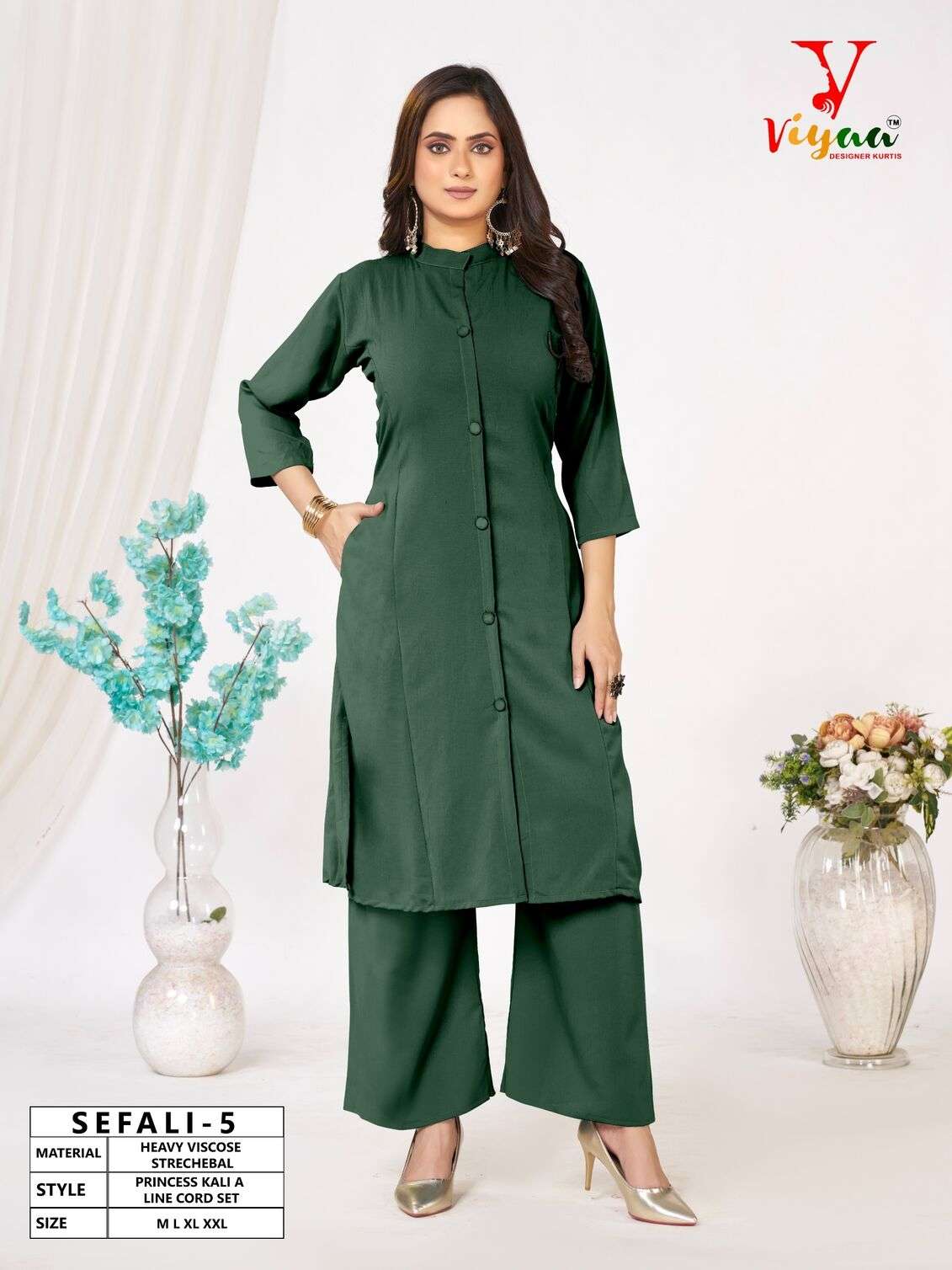 SEFALI BY VIYAA DESIGNER IN HEAVY VISCOSE STRECHEBAL PRINCESS KALI A LINE CO-RD SET