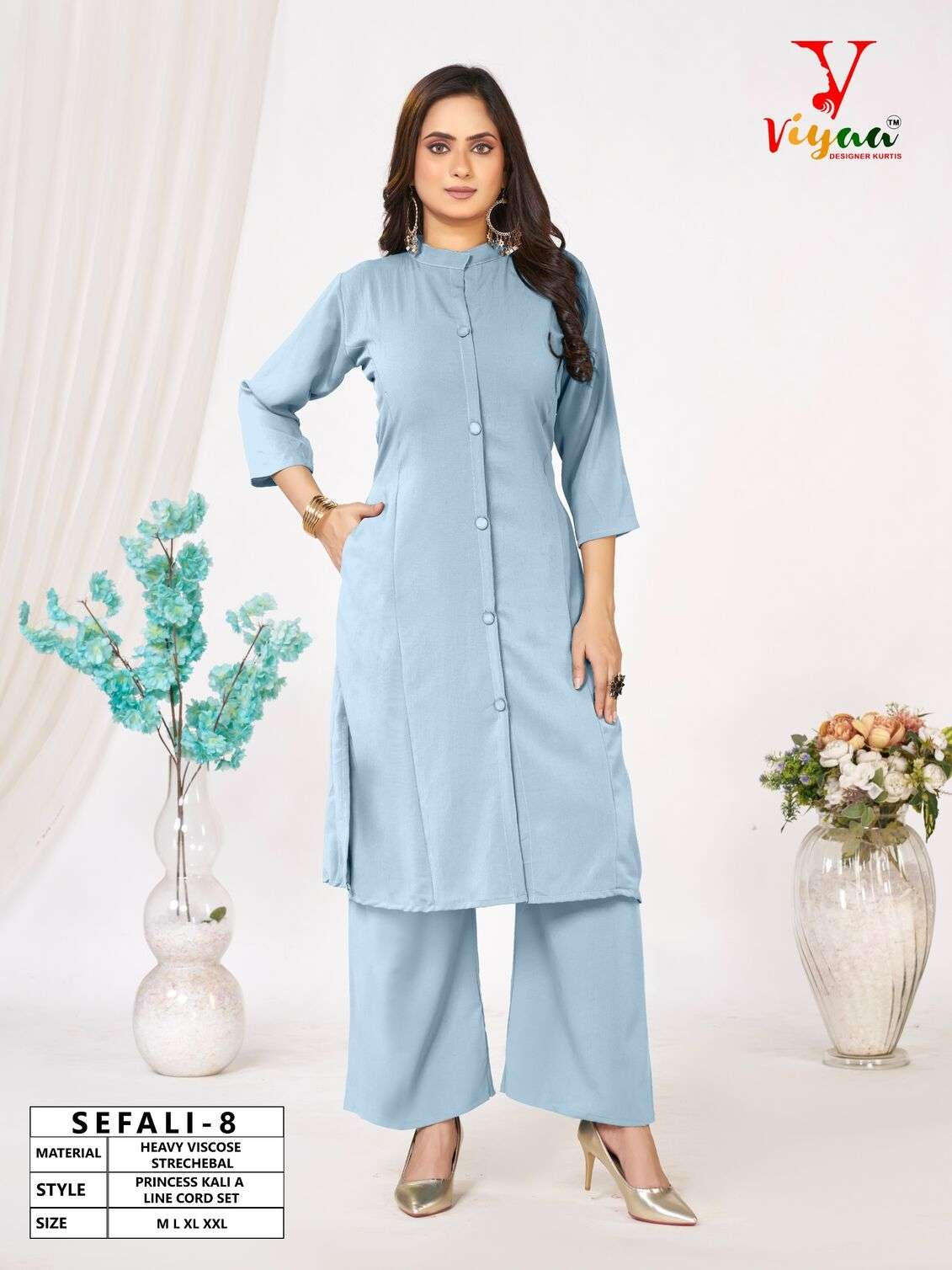 SEFALI BY VIYAA DESIGNER IN HEAVY VISCOSE STRECHEBAL PRINCESS KALI A LINE CO-RD SET