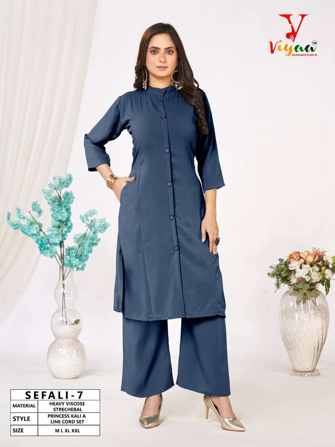 SEFALI BY VIYAA DESIGNER IN HEAVY VISCOSE STRECHEBAL PRINCESS KALI A LINE CO-RD SET