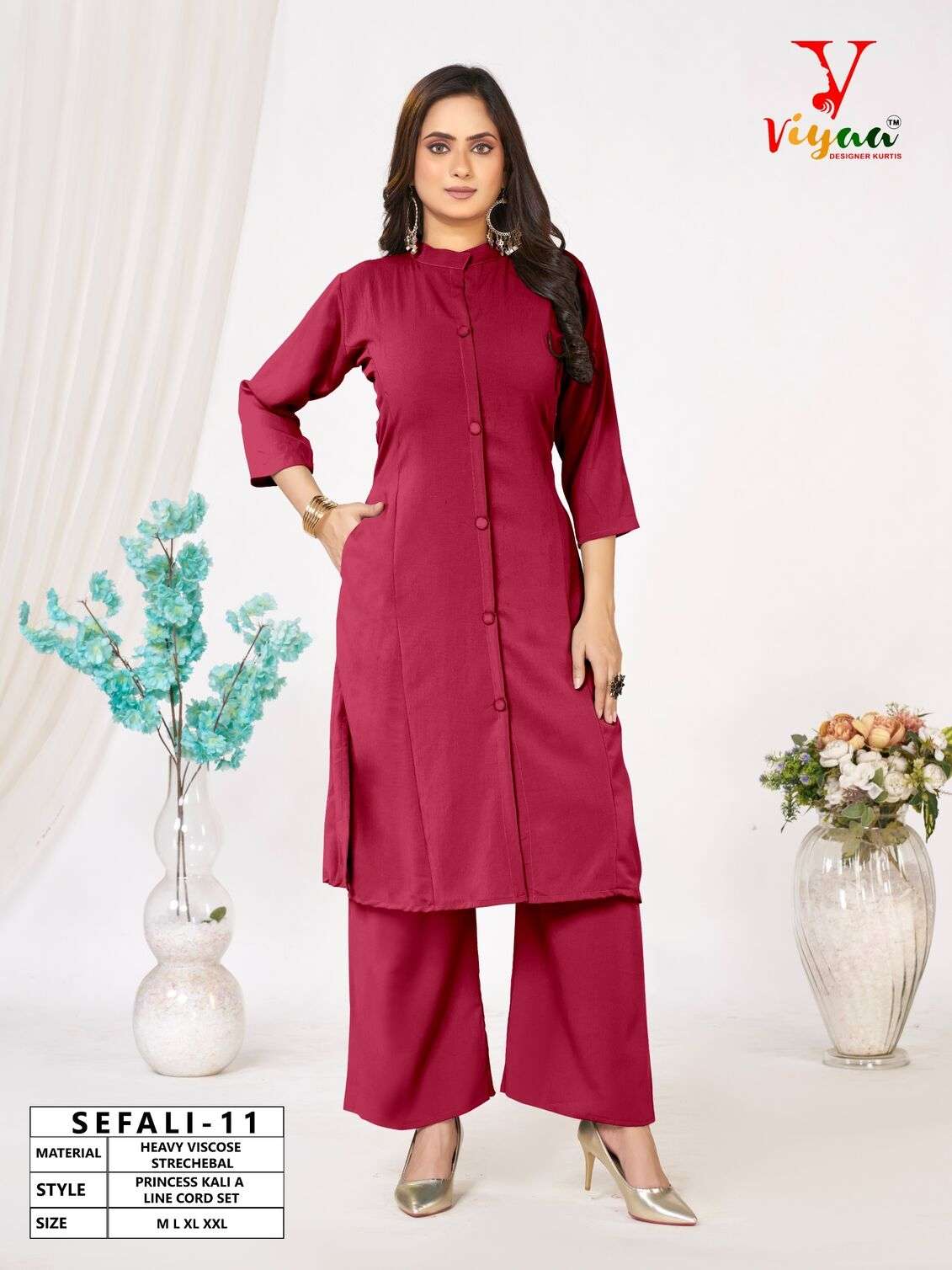 SEFALI BY VIYAA DESIGNER IN HEAVY VISCOSE STRECHEBAL PRINCESS KALI A LINE CO-RD SET