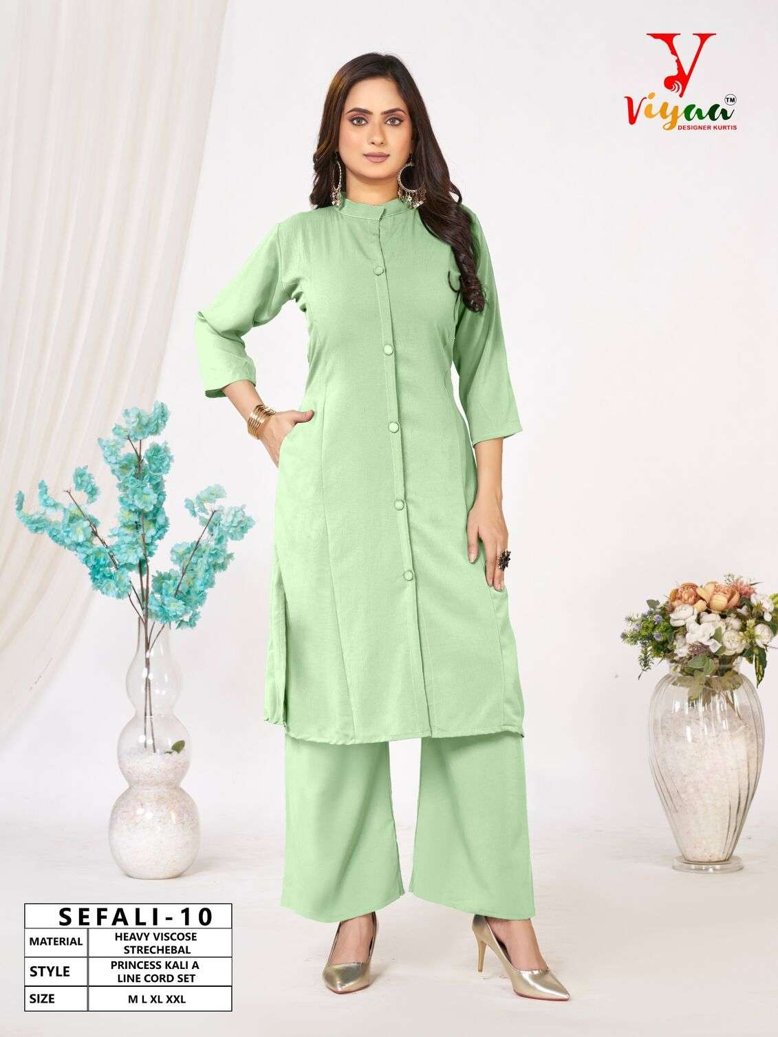 SEFALI BY VIYAA DESIGNER IN HEAVY VISCOSE STRECHEBAL PRINCESS KALI A LINE CO-RD SET