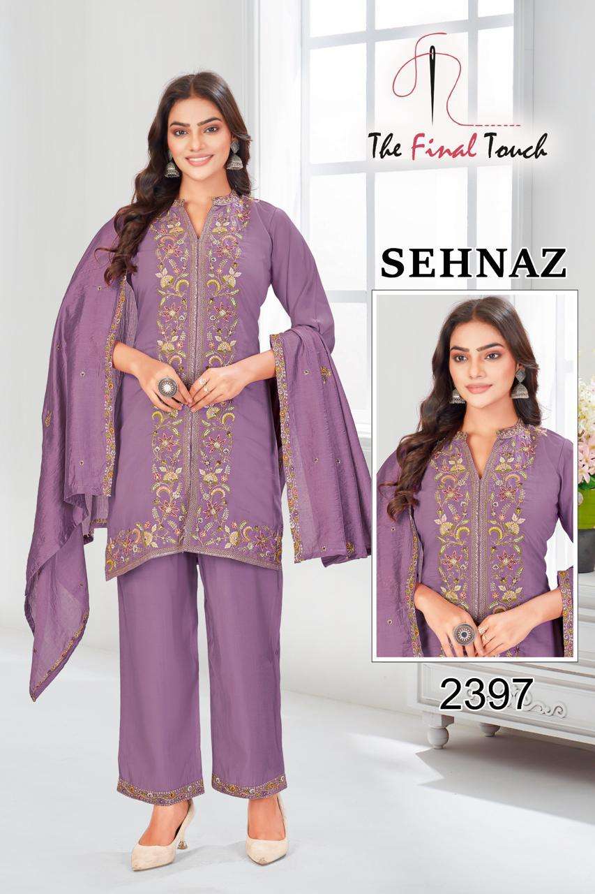 SEHNAZ BY THE FINAL TOUCH IN ROMAN SILK WITH HEAVY EMBROIDERY WORK COMBO PACKING 
