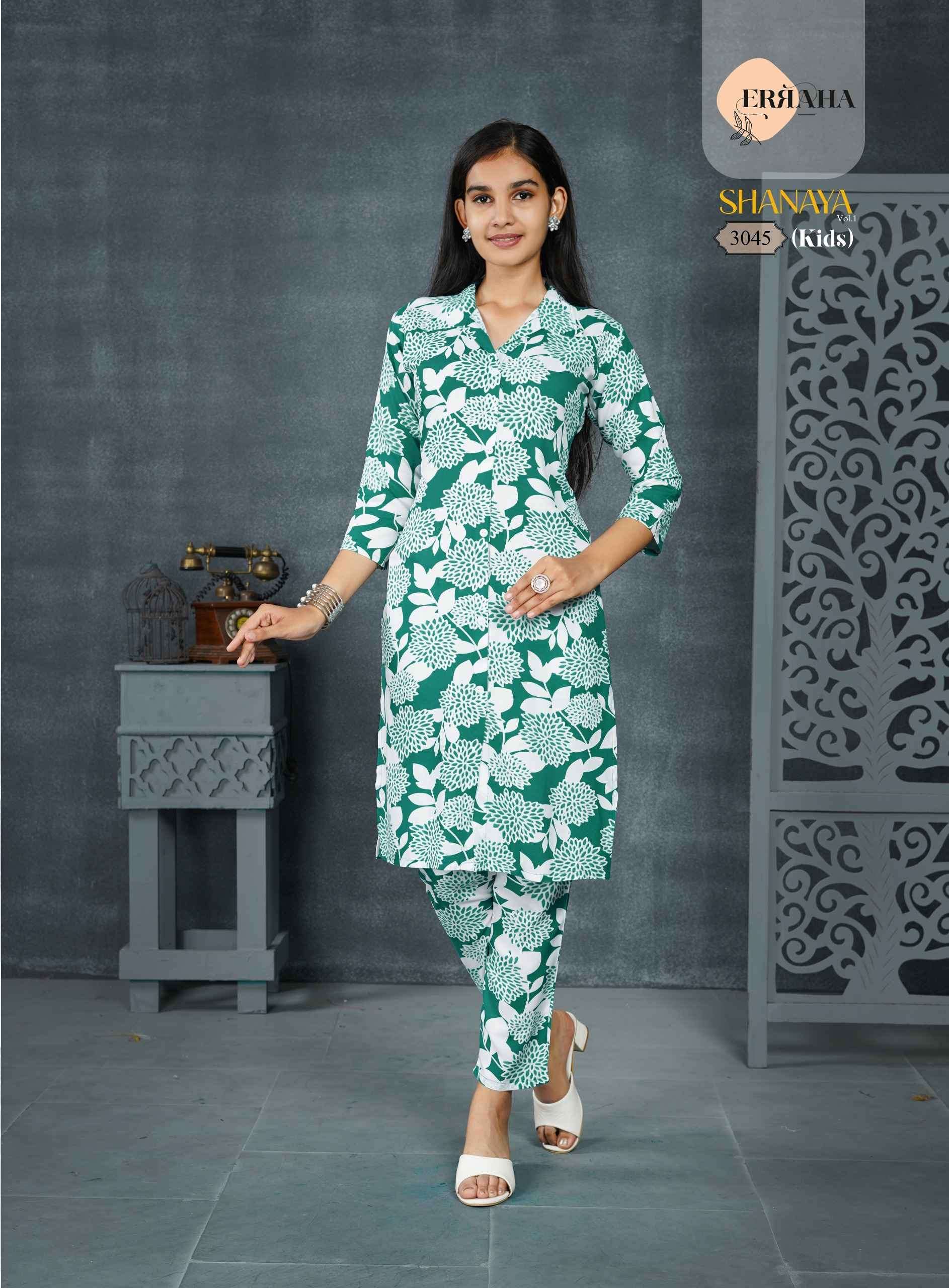 SHANAYA VOL-1 BY ERRAHA IN PREMIUM REYON PRINT FABRIC CO-ORD TOP WITH COLLAR 