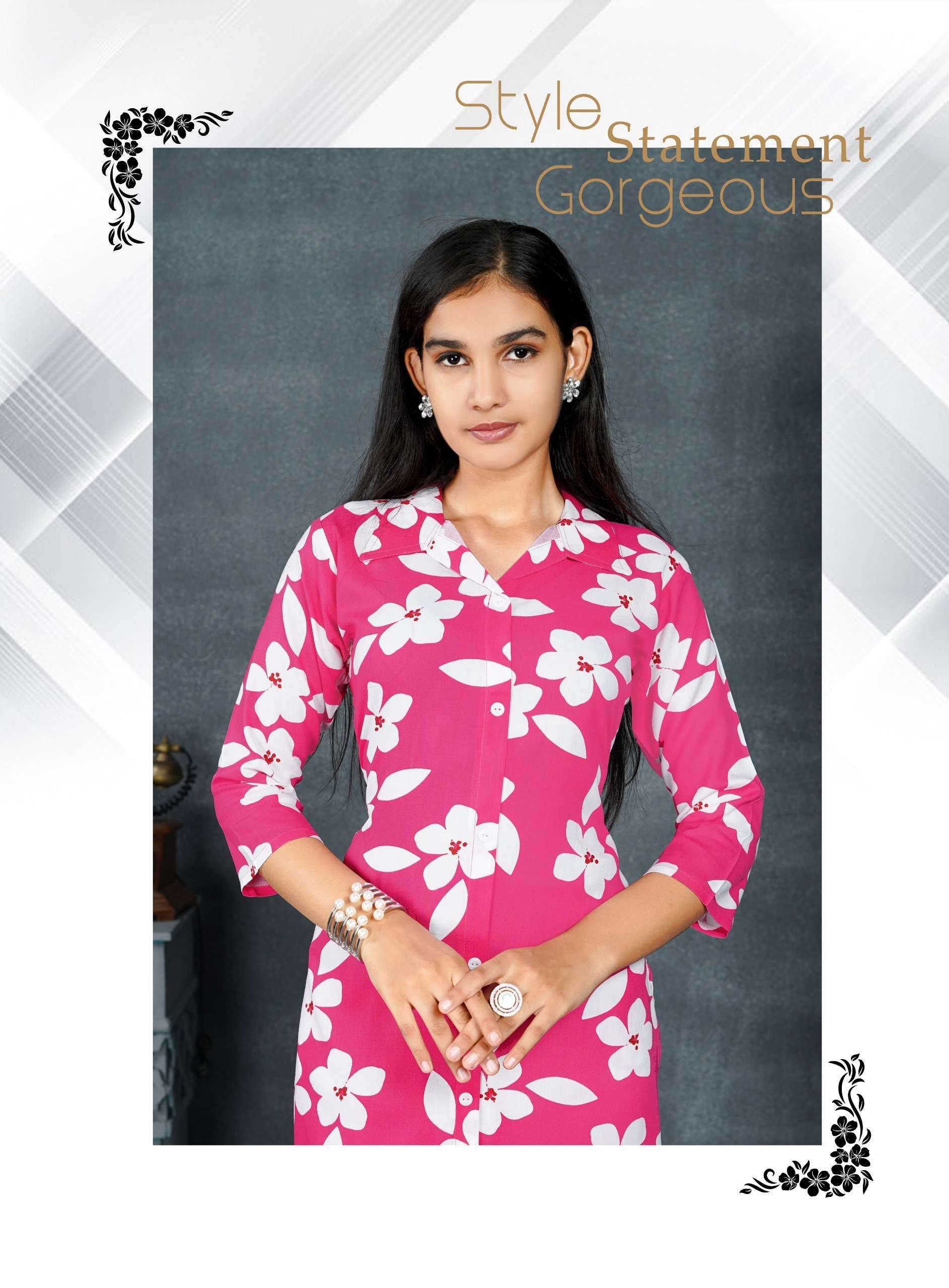 SHANAYA VOL-1 BY ERRAHA IN PREMIUM REYON PRINT FABRIC CO-ORD TOP WITH COLLAR 