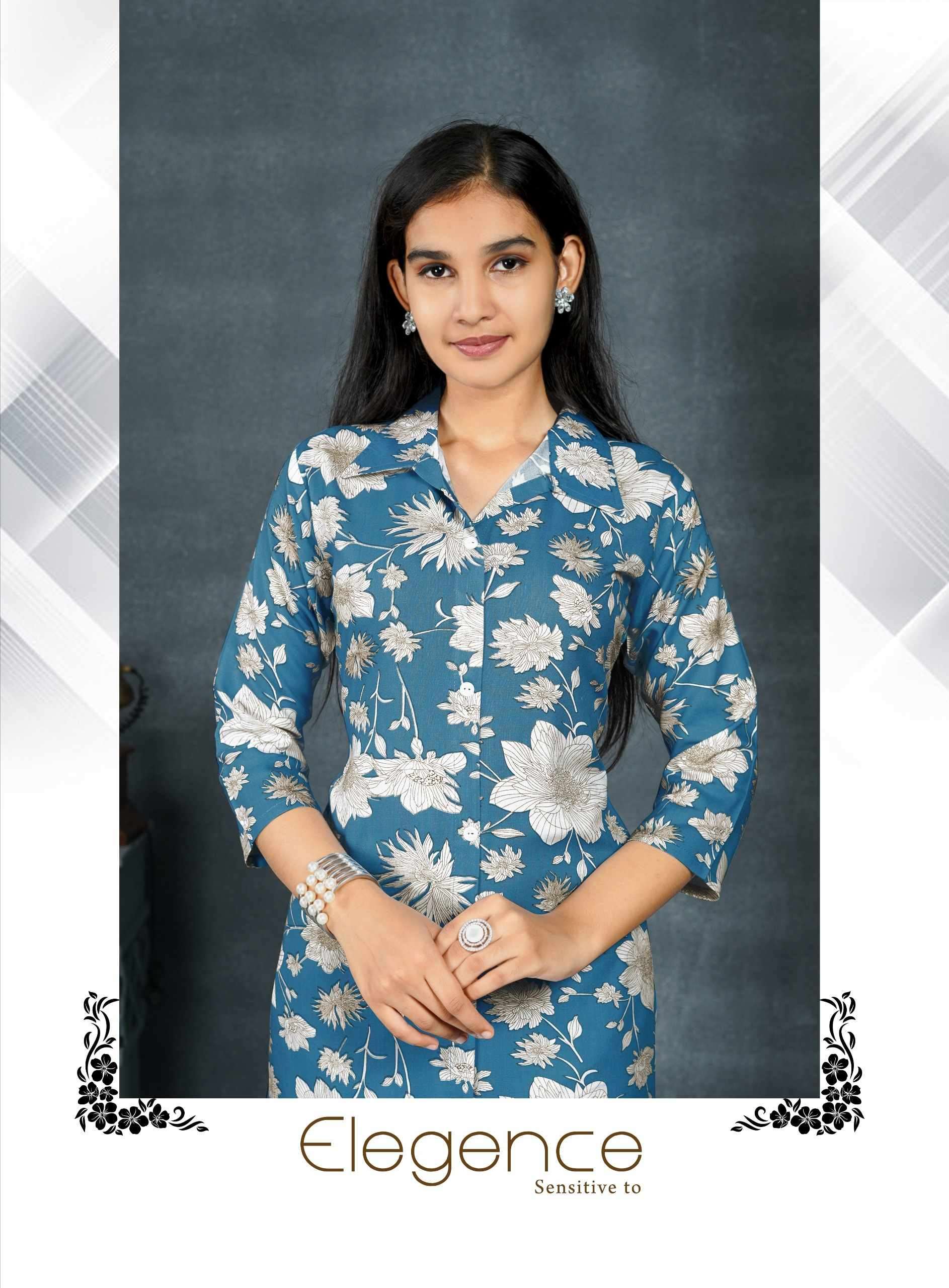 SHANAYA VOL-1 BY ERRAHA IN PREMIUM REYON PRINT FABRIC CO-ORD TOP WITH COLLAR 