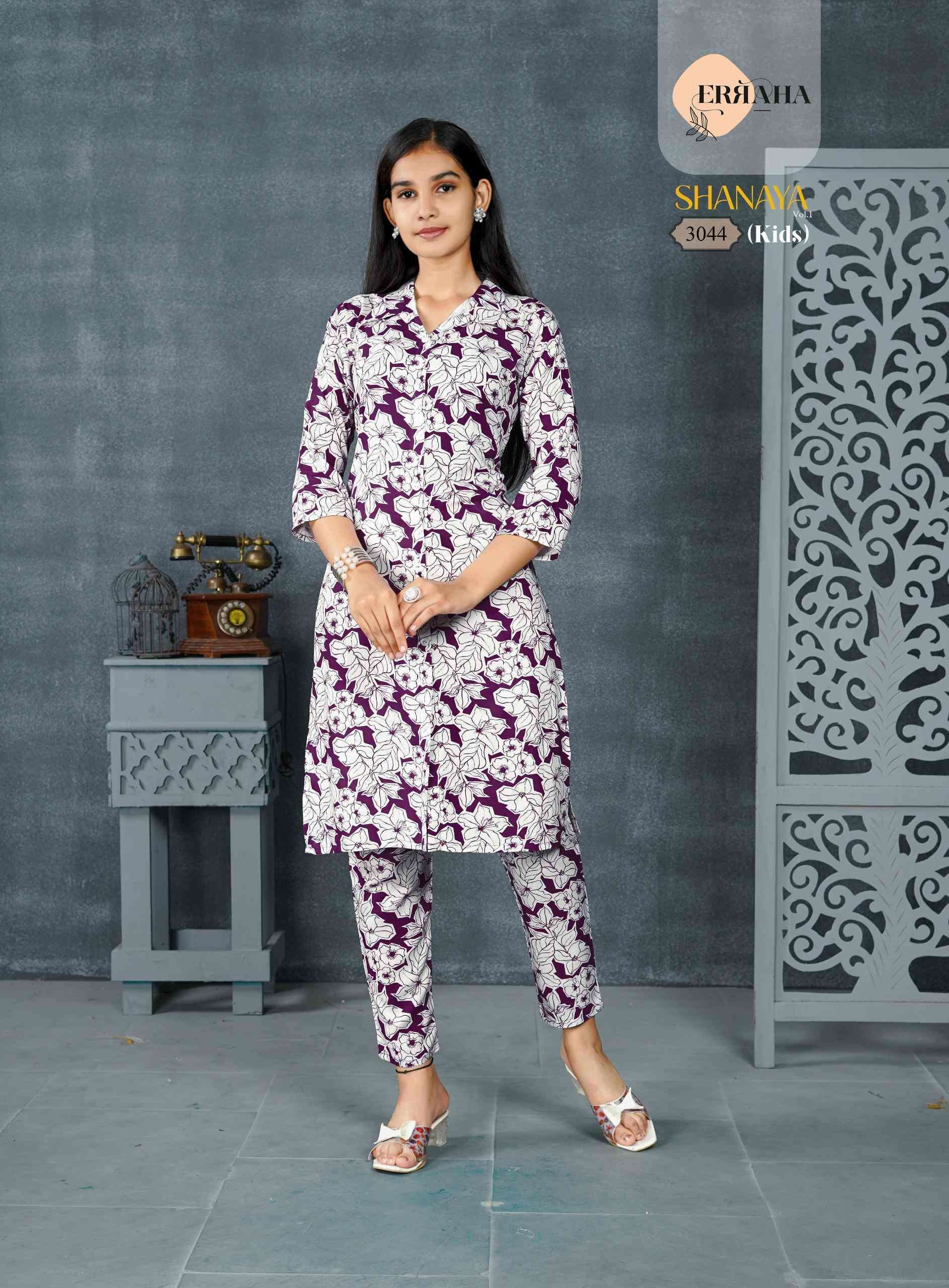 SHANAYA VOL-1 BY ERRAHA IN PREMIUM REYON PRINT FABRIC CO-ORD TOP WITH COLLAR 